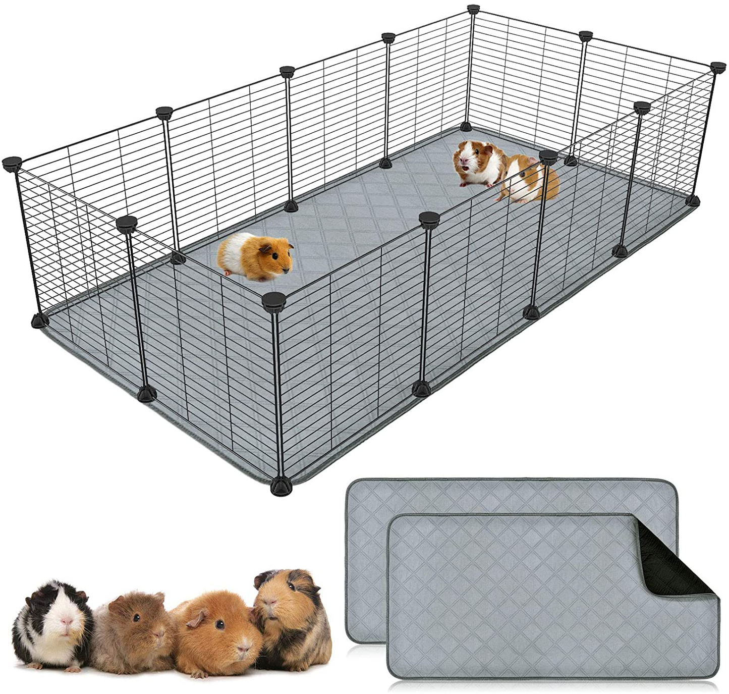 BWOGUE Guinea Pig Fleece Cage Liners, 2 Pack Washable Guinea Pig Pee Pads, Waterproof Reusable& anti Slip Guinea Pig Bedding Super Absorbent Pee Pad for Small Animals Animals & Pet Supplies > Pet Supplies > Small Animal Supplies > Small Animal Bedding BWOGUE Light Grey（2 PACK） 47.2" x 23.6" 