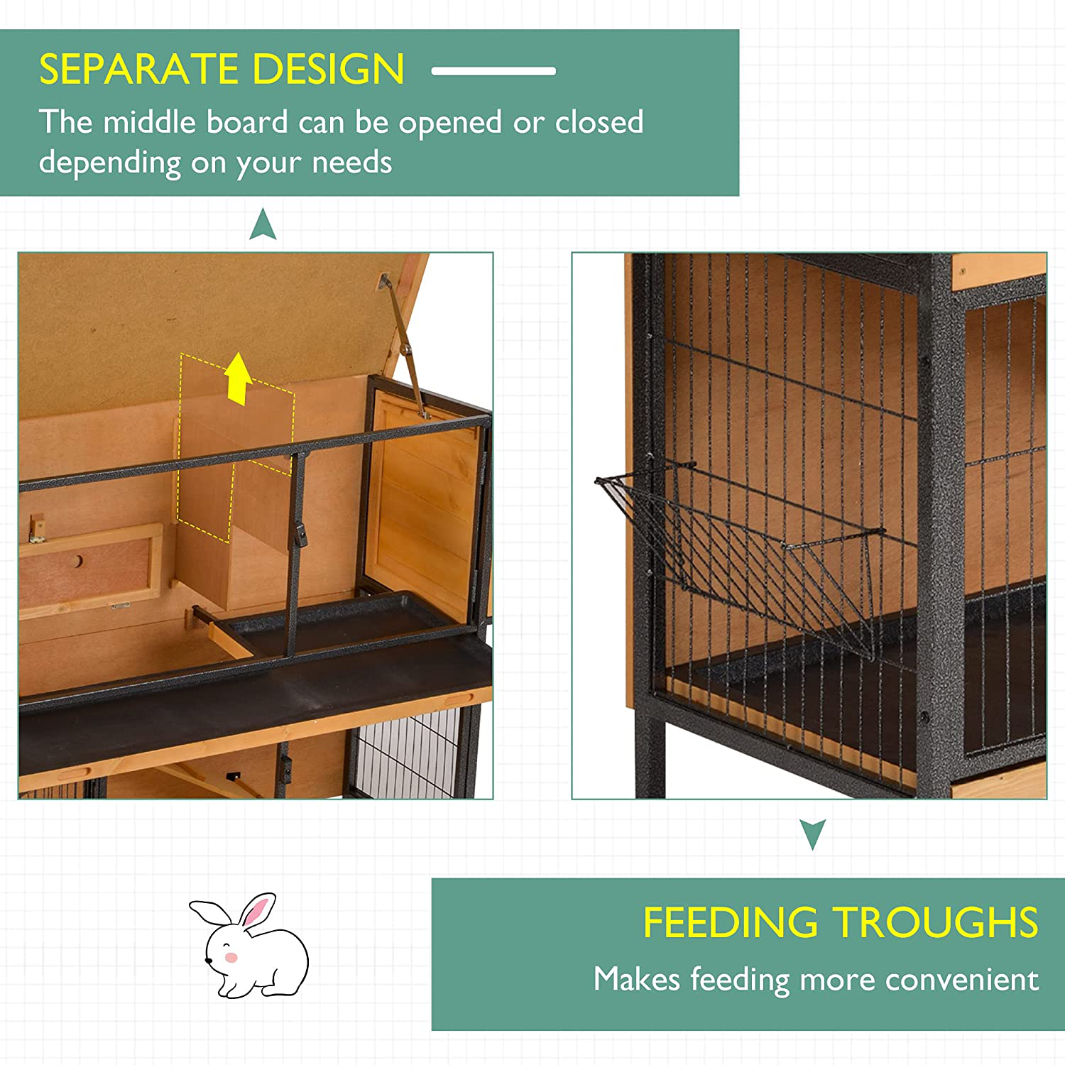 Pawhut 2 Levels Wooden Rabbit Hutch Bunny Hutch House Guinea Pig