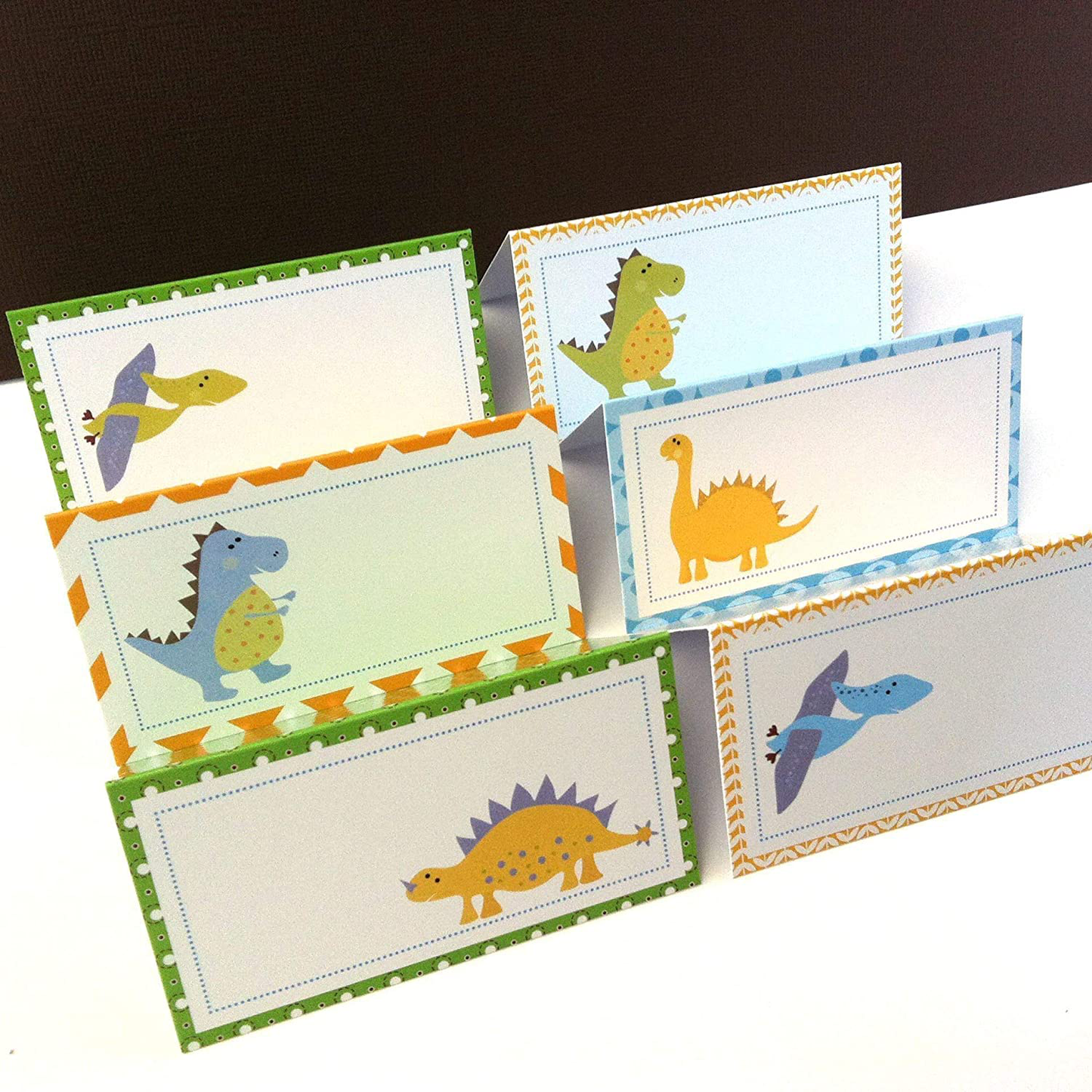 Dinosaur Place Tent Cards - Boy Girl Birthday Baby Shower Party Supplies - Set of 12