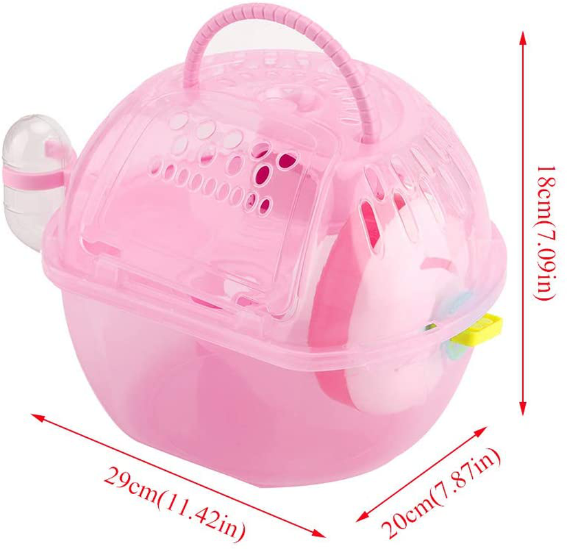 Ladieshow Portable Hamster Cage Transparent Plastic Mouse House Fully-Equipped Accessories Small Animal Habitat with Handle(Pink) Animals & Pet Supplies > Pet Supplies > Small Animal Supplies > Small Animal Habitat Accessories Ladieshow   