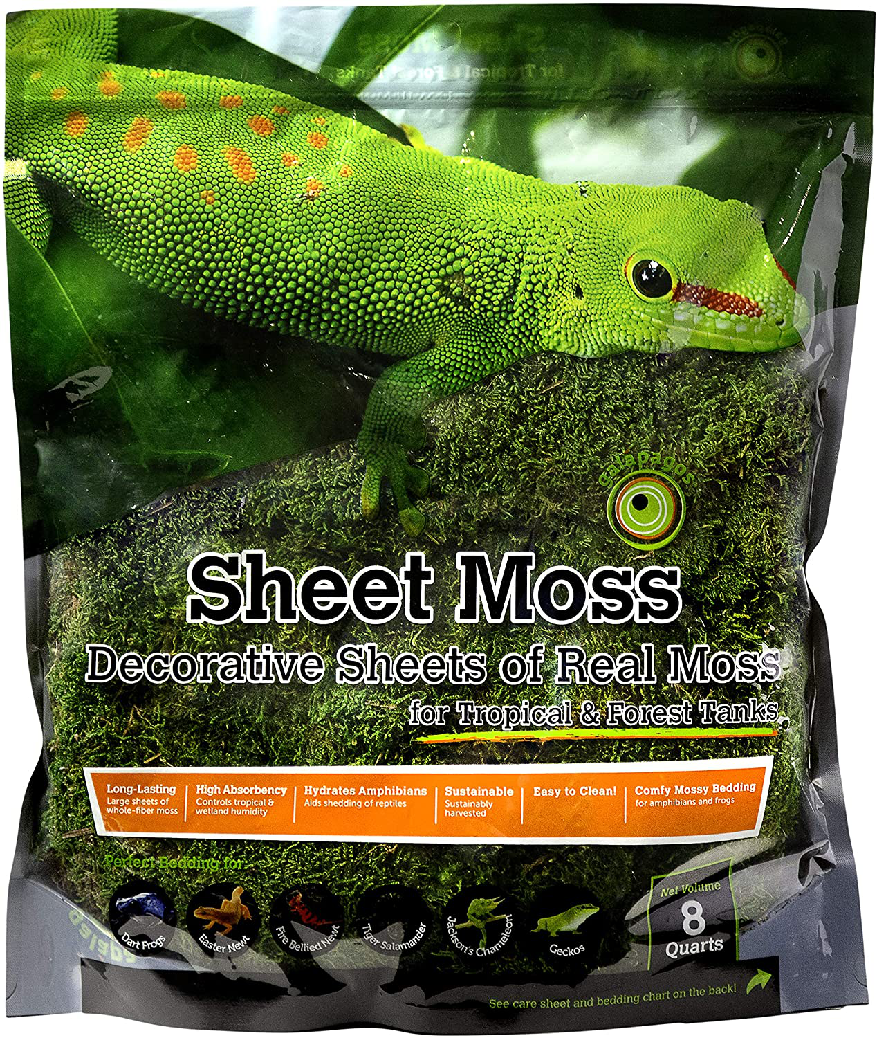 Galápagos (05248) Sheets of Real Moss, 8-Quart, Natural Animals & Pet Supplies > Pet Supplies > Reptile & Amphibian Supplies > Reptile & Amphibian Substrates Galapagos   