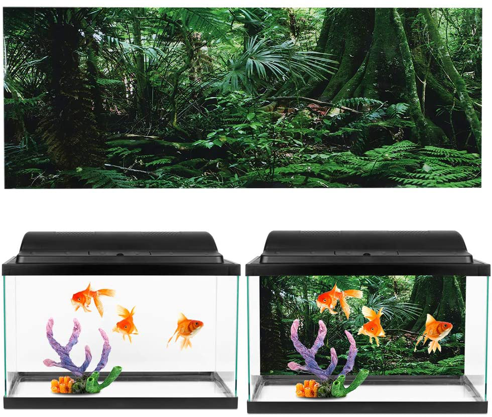 Fish Tank 3D Rainforest Background, PVC Adhesive Underwater World Aquarium Decor Backdrop Poster Wallpaper Landscape Sticker Animals & Pet Supplies > Pet Supplies > Fish Supplies > Aquarium Decor Tianhaik   