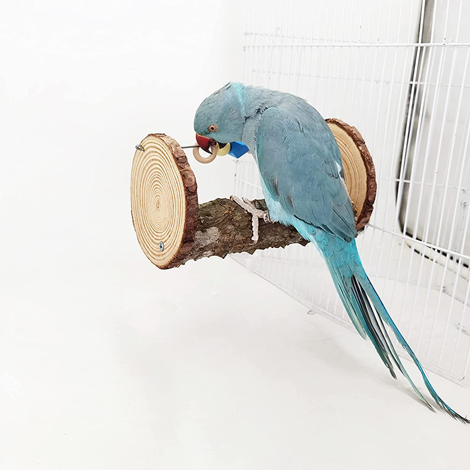 Bird Perch Stand Toy or Cage, Natural Wood Parrot Puzzle Chewing Toy for Parakeets Cockatiels Conures Finches Lovebirds Macaws, Birdcage Play Gym Training Toy Standing Grinding Paw Climbing Branches Animals & Pet Supplies > Pet Supplies > Bird Supplies > Bird Gyms & Playstands QBLEEV   