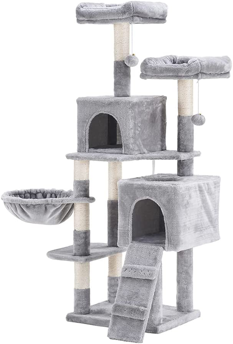 Hey-Brother 58'' Multi-Level Cat Tree Condo Furniture with Sisal-Covered Scratching Posts, 2 Plush Condos, Hammock for Kittens, Cats and Pets Animals & Pet Supplies > Pet Supplies > Cat Supplies > Cat Furniture Hey-brother   