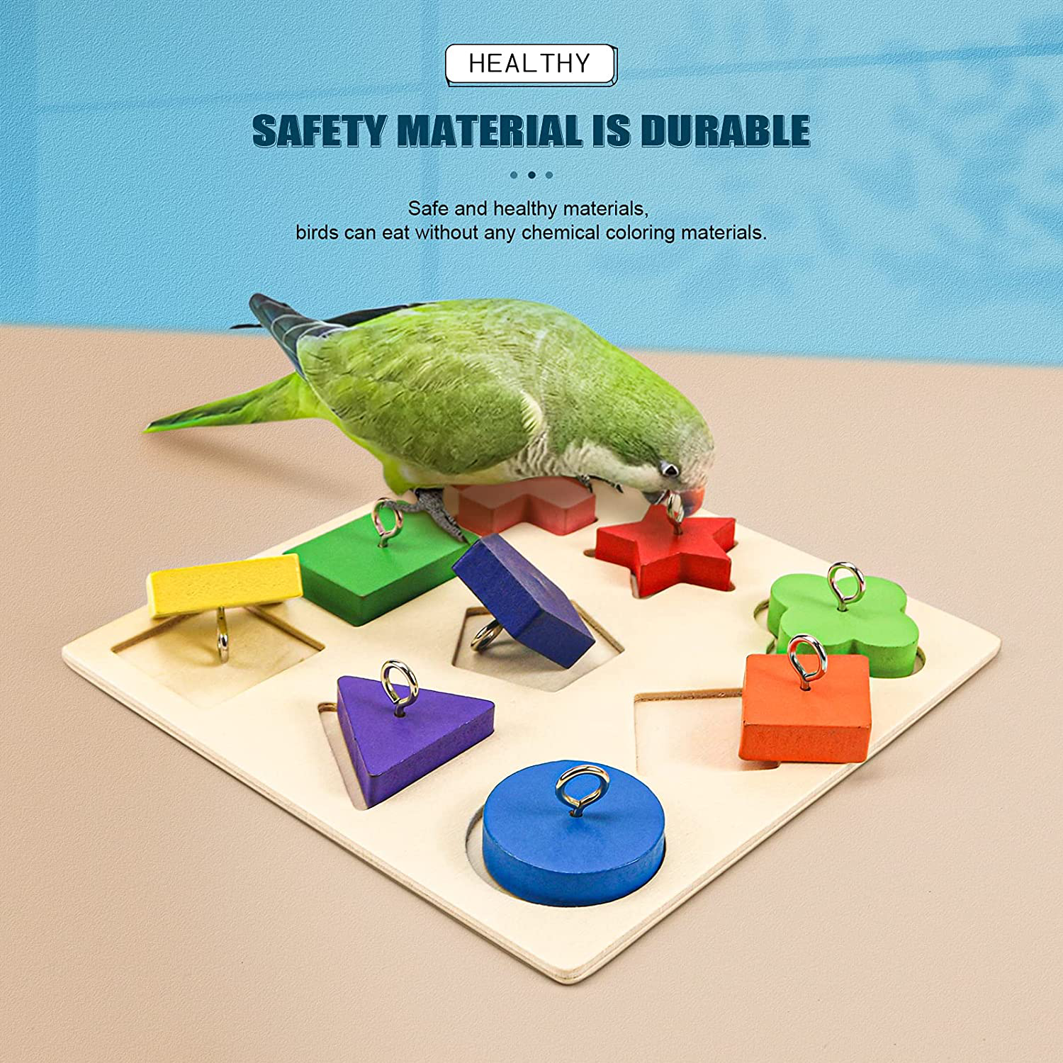 Suruikei 5 Pcs Bird Training Toys, Colorful Wooden Bird Block Puzzle Toy Parrot Swing Perch Wooden Activity Play Gym Exercise Bird Intelligence Toy for Parrots Conure Cockatile Lovebird Budgie Animals & Pet Supplies > Pet Supplies > Bird Supplies > Bird Gyms & Playstands suruikei   