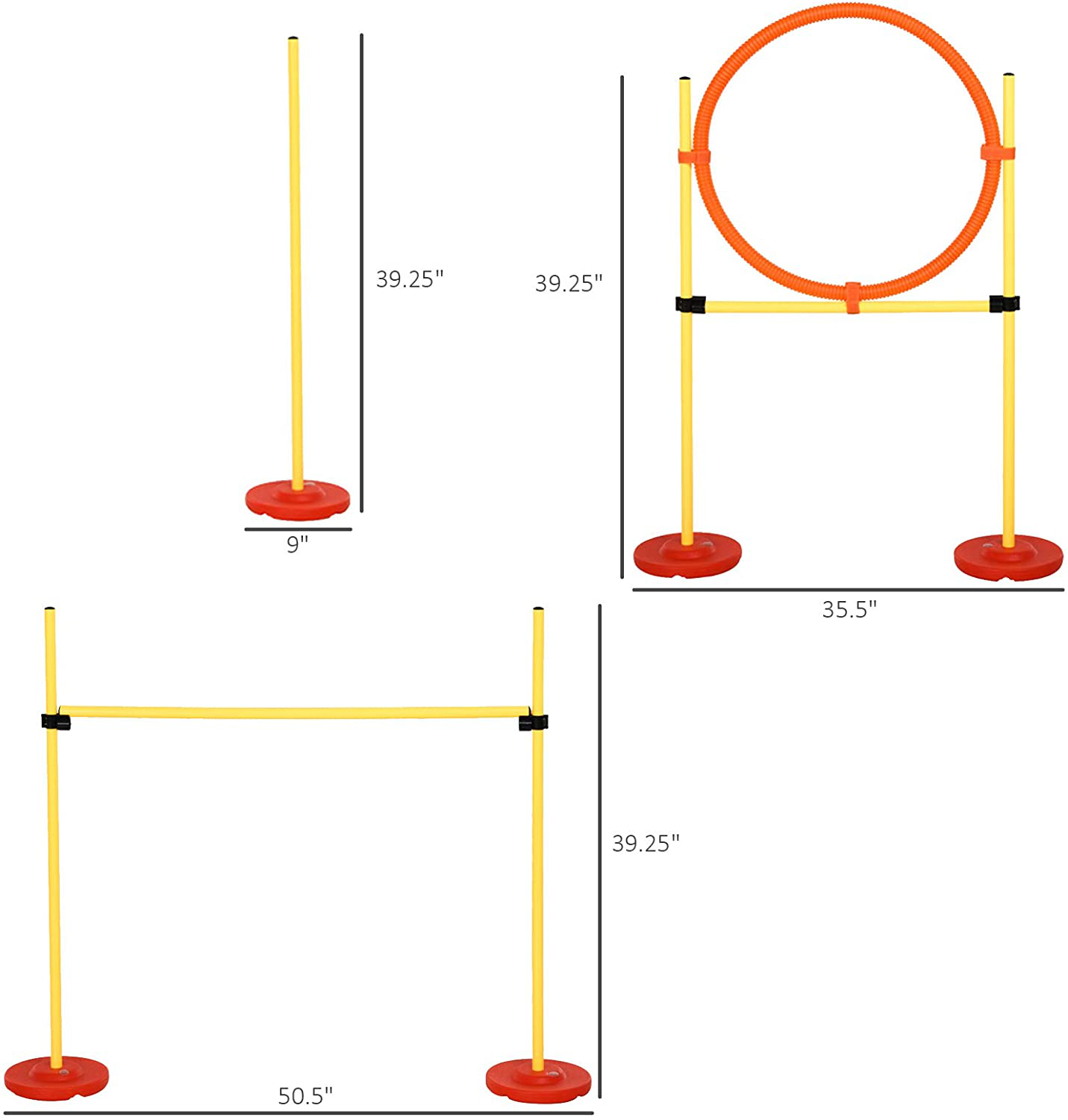  PawHut 4PC Obstacle Dog Agility Training Course Kit