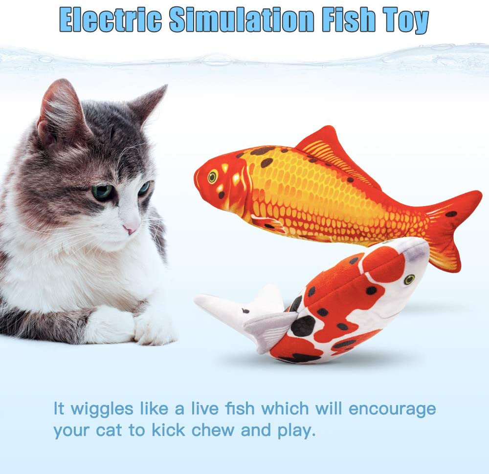 TOOGE 2 Pack 11" Electric Moving Fish Cat Toy Realistic Interactive Flopping Fish Cat Kicker Catnip Toys for Indoor Cats Pets Kitten Animals & Pet Supplies > Pet Supplies > Cat Supplies > Cat Toys TOOGE   