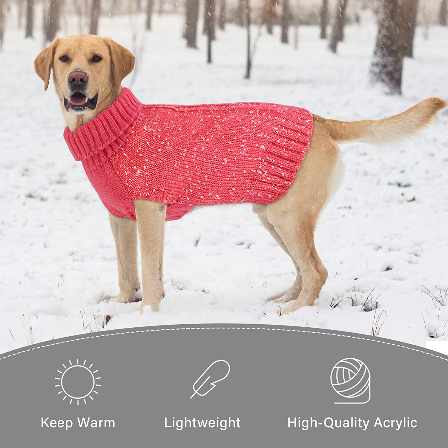 Pedgot 2 Pieces Dog Sweater Turtleneck Knitted Dog Sweater Dog Jumper Coat Warm Pet Winter Clothes Classic Cable Knit Sweater with Yarn Warm Pet Sweater for Fall Winter