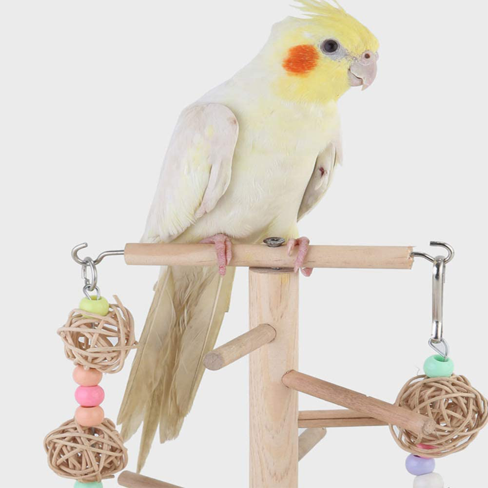 Parrot Playstand Bird Play Stand，Cockatiel Birdcage Stands Wood Perch，Conures Playground Gym Playpen with Ladder Swing Rope Stands Bell Chewing Toys Exercise Play，Best for Cockatoo Macaws African Grey Animals & Pet Supplies > Pet Supplies > Bird Supplies > Bird Gyms & Playstands QBLEEV   