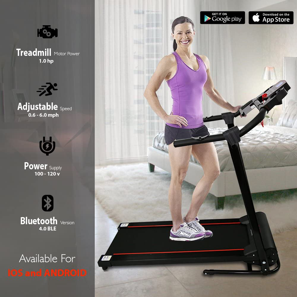 Serenelife SLFTRD18 - Smart Folding Compact Treadmill with Downloadable App & Bluetooth Connectivity Animals & Pet Supplies > Pet Supplies > Dog Supplies > Dog Treadmills SereneLife   