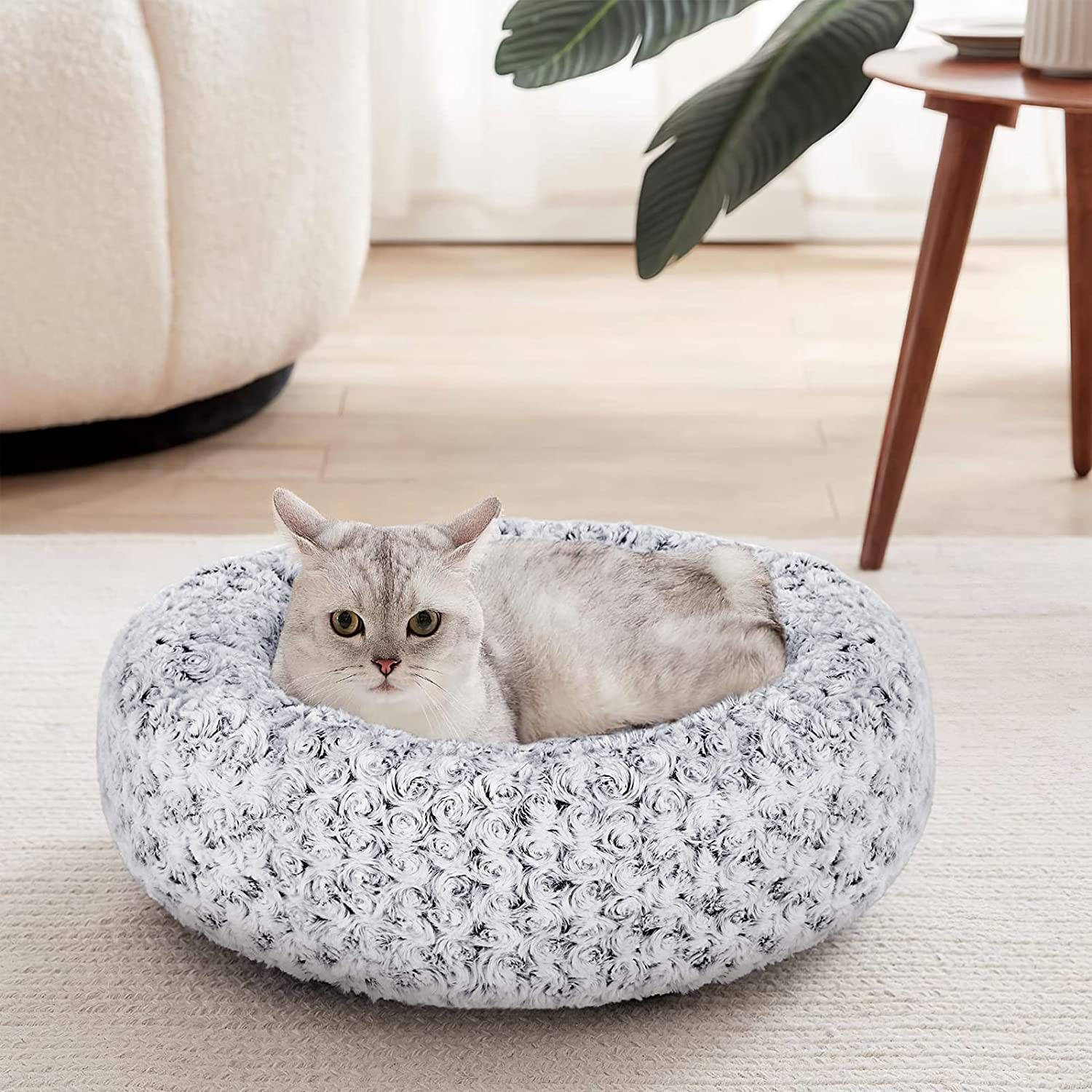 Furpezoo Calming Donut Cat Dog Bed of Rose Plush, Warming Cozy Soft Cat round Bed,Donut Cat Cuddler Bed with Removable Washable Cover Animals & Pet Supplies > Pet Supplies > Dog Supplies > Dog Beds Furpezoo   