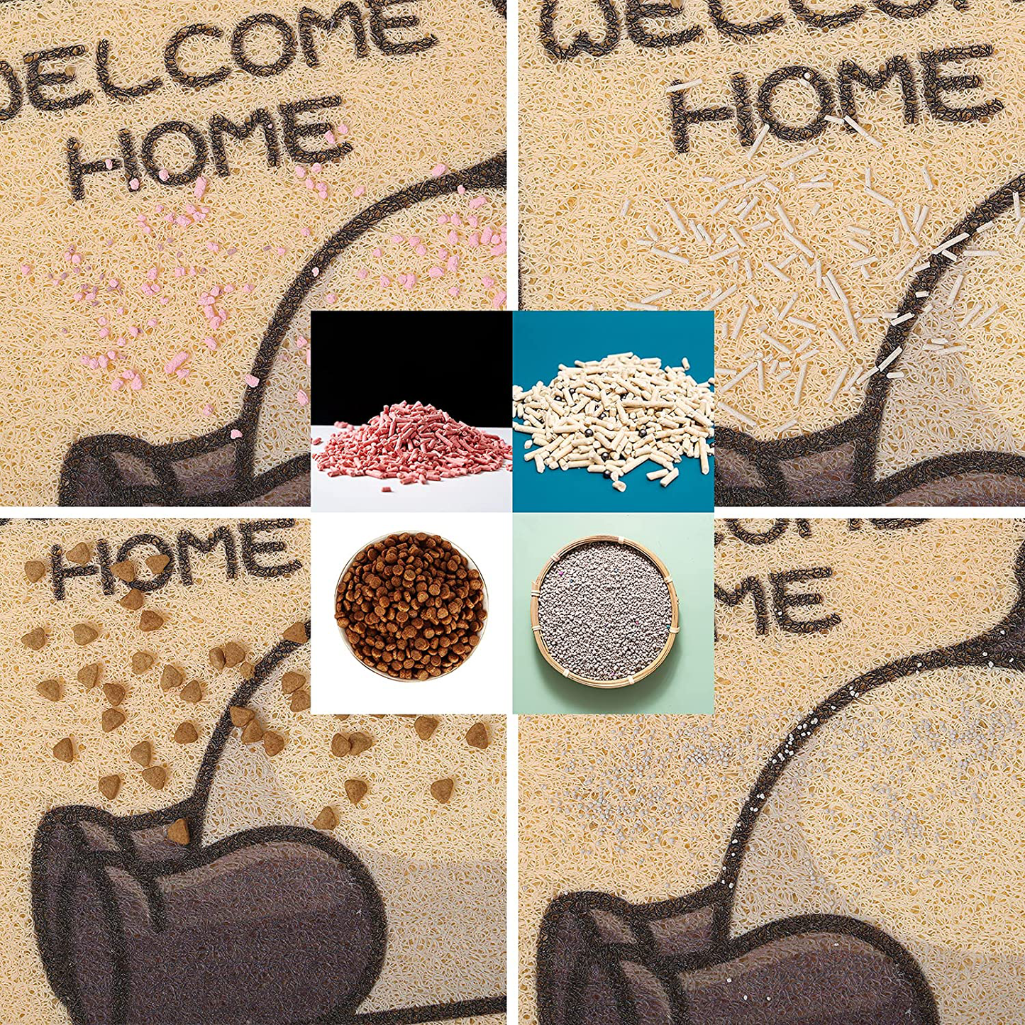 Peteizi Cat Litter Mat Trap, Pet Food Catching Placemat, Super Cute Easy to Clean 24"×16" Large Durable for Cats and Dogs Animals & Pet Supplies > Pet Supplies > Cat Supplies > Cat Litter Box Mats PetEiZi   