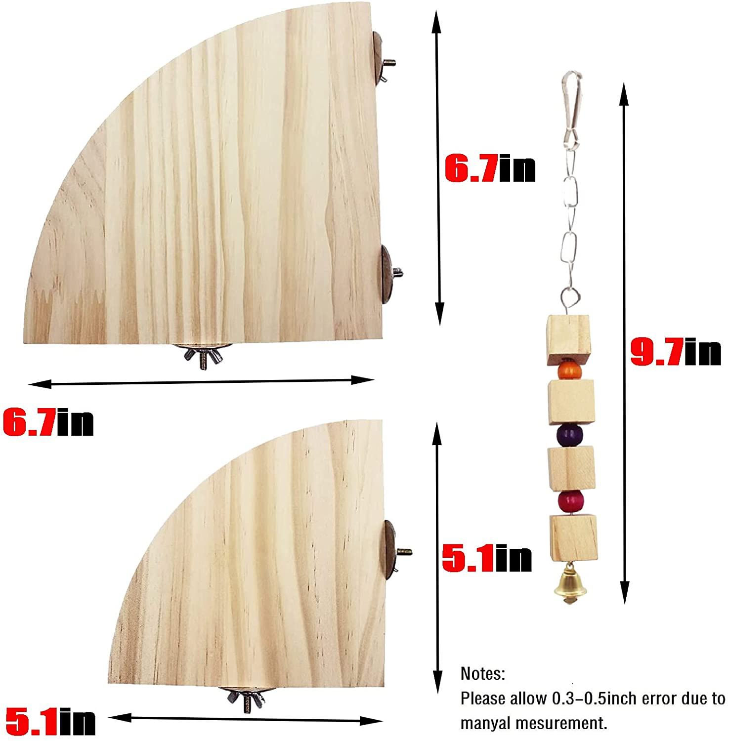 KYHSOM 2 Pack Bird Perch Platform, Wood Perch Bird Platform Parrot Stand Playground Cage Accessories for Small Animals Parrot Parakeet Conure Cockatiel Budgie Gerbil Rat Mouse Chinchilla Animals & Pet Supplies > Pet Supplies > Bird Supplies > Bird Ladders & Perches KYHSOM   