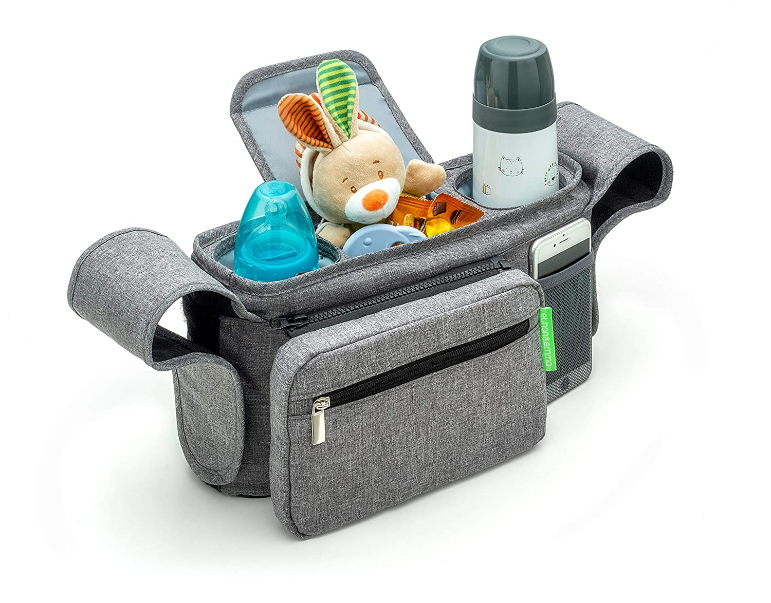 Ethan & Emma Universal Baby Stroller Organizer with Insulated Cup Holders for Smart Moms. Diaper Storage, Secure Straps, Detachable Bag, Pockets for Phone, Keys, Toys. Compact Design Fit All Strollers Animals & Pet Supplies > Pet Supplies > Dog Supplies > Dog Treadmills Ethan & Emma Grey  