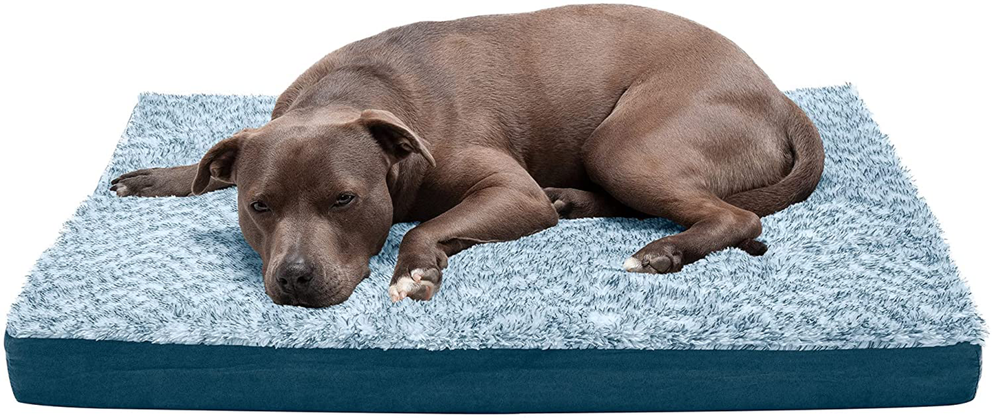 CALM-N-COMFY Orthopedic Pet Beds - Sofa and Mattress Tonal Faux Fur and Suede Orthopedic Dog Beds with Removable Washable Cover for Dogs and Cats - Multiple Colors and Sizes Animals & Pet Supplies > Pet Supplies > Dog Supplies > Dog Beds CALM-N-COMFY Mattress - Marine Blue Large 