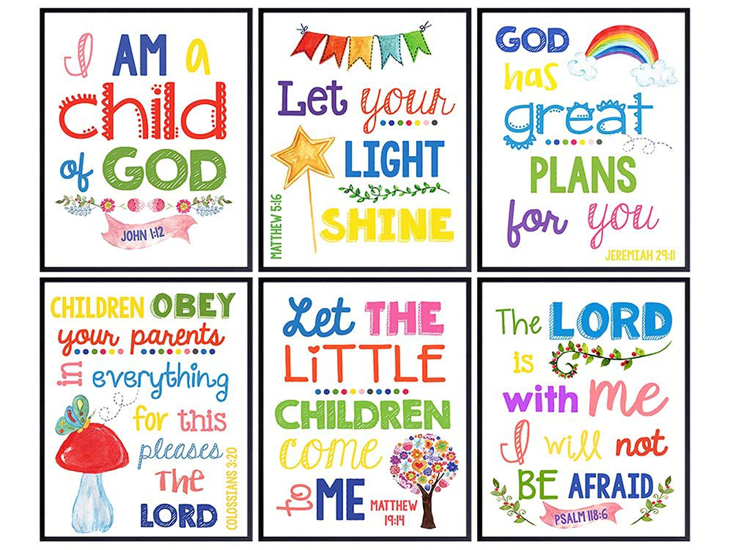 Bible Verse Wall Art - Scripture Wall Art - Christian Wall Art for Kids, Boys, Girls Bedroom - Religious Gifts for Kids - Aesthetic Wall Collage Kit - God Wall Decor - Positive Inspirational Quotes Animals & Pet Supplies > Pet Supplies > Small Animal Supplies > Small Animal Food Yellowbird Art & Design   