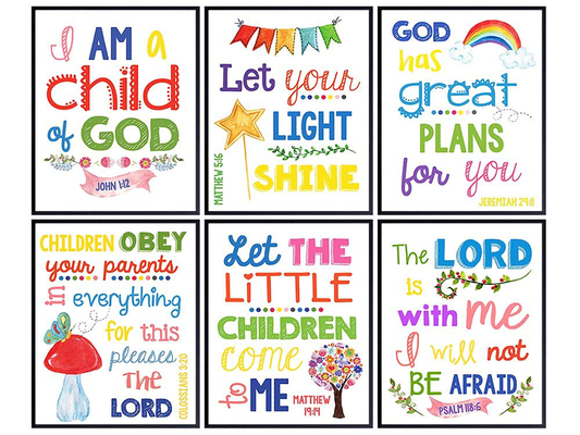 Bible Verse Wall Art - Scripture Wall Art - Christian Wall Art for Kids, Boys, Girls Bedroom - Religious Gifts for Kids - Aesthetic Wall Collage Kit - God Wall Decor - Positive Inspirational Quotes Animals & Pet Supplies > Pet Supplies > Small Animal Supplies > Small Animal Food Yellowbird Art & Design   