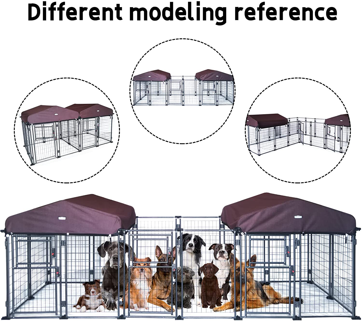 My Pet Companion Dog Kennel Outdoor with Roof Cover Heavy Duty Dog Crates for Medium Dogs Playpen Fence Steel Wire Panel for Backyard