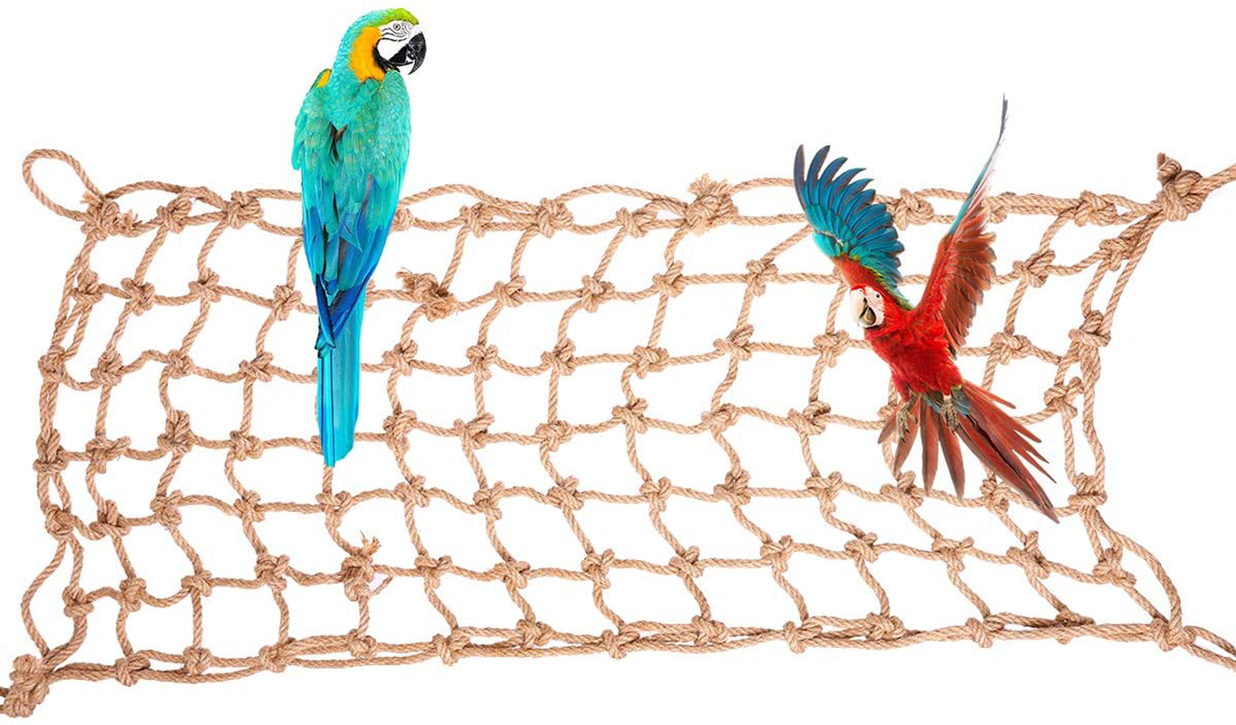 Bonaweite Large Birds Hemp Rope Climbing Net, Parrot Enriching Habitat, Swing Ladder Cage Toys for Macaw African Budgies Parakeet - Random Color Delivery Animals & Pet Supplies > Pet Supplies > Bird Supplies > Bird Ladders & Perches Bonaweite Extra Large | 17.7x35in  