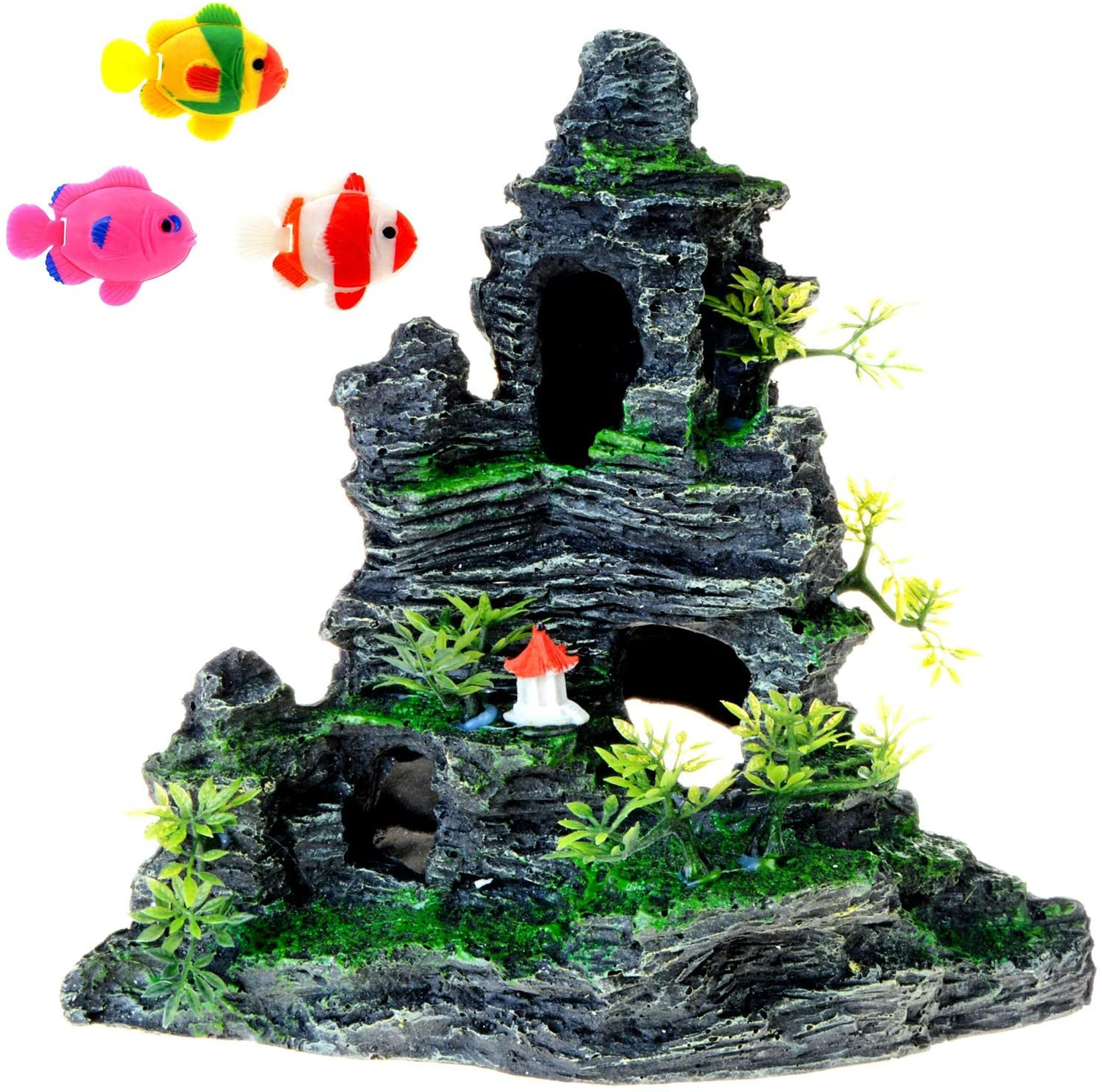 Saim Large Aquarium Mountain View Stone Ornament,Tree Rock Cave Betta Accessories Fish Hiding Cave for Fish Tank Decoration Animals & Pet Supplies > Pet Supplies > Fish Supplies > Aquarium Decor Saim   
