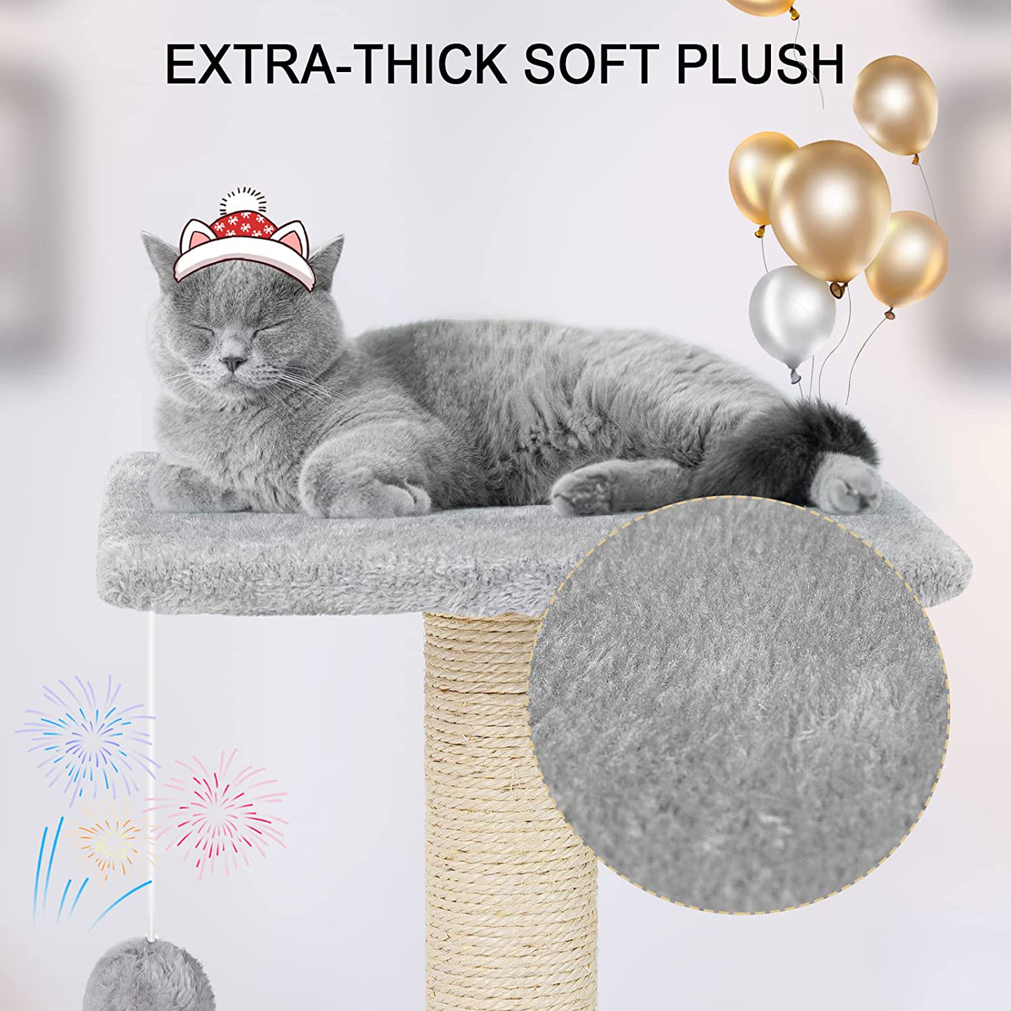 Teodty Cat Tree, 24" Cat Tower for Indoor Cats, Multi-Level Cat House Condo, Scratching Posts, Cat Climbing Stand with Toy for Medium Small Kittens Play Rest Animals & Pet Supplies > Pet Supplies > Cat Supplies > Cat Beds Teodty   
