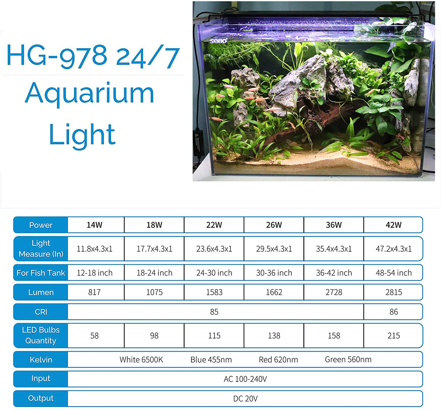 Hygger Advanced Full Spectrum LED Aquarium Light with 24/7 Lighting Cycle 6 Colors 5 Intensity Customize Fish Tank Light for 48-54 in Freshwater Planted Tank with Timer