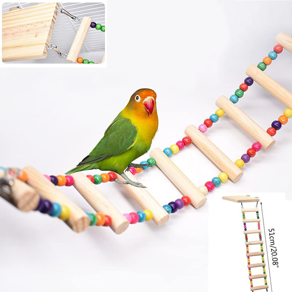 Bird Ladder Toys, Wood Parrot Bird Perch Stand Platform with 8 Ladders Swing Bridge for Pet Training Playing, Flexible Birds Cage Accessories Decoration for Cockatiel Parakeet Animals & Pet Supplies > Pet Supplies > Bird Supplies > Bird Cage Accessories BOBEastal   