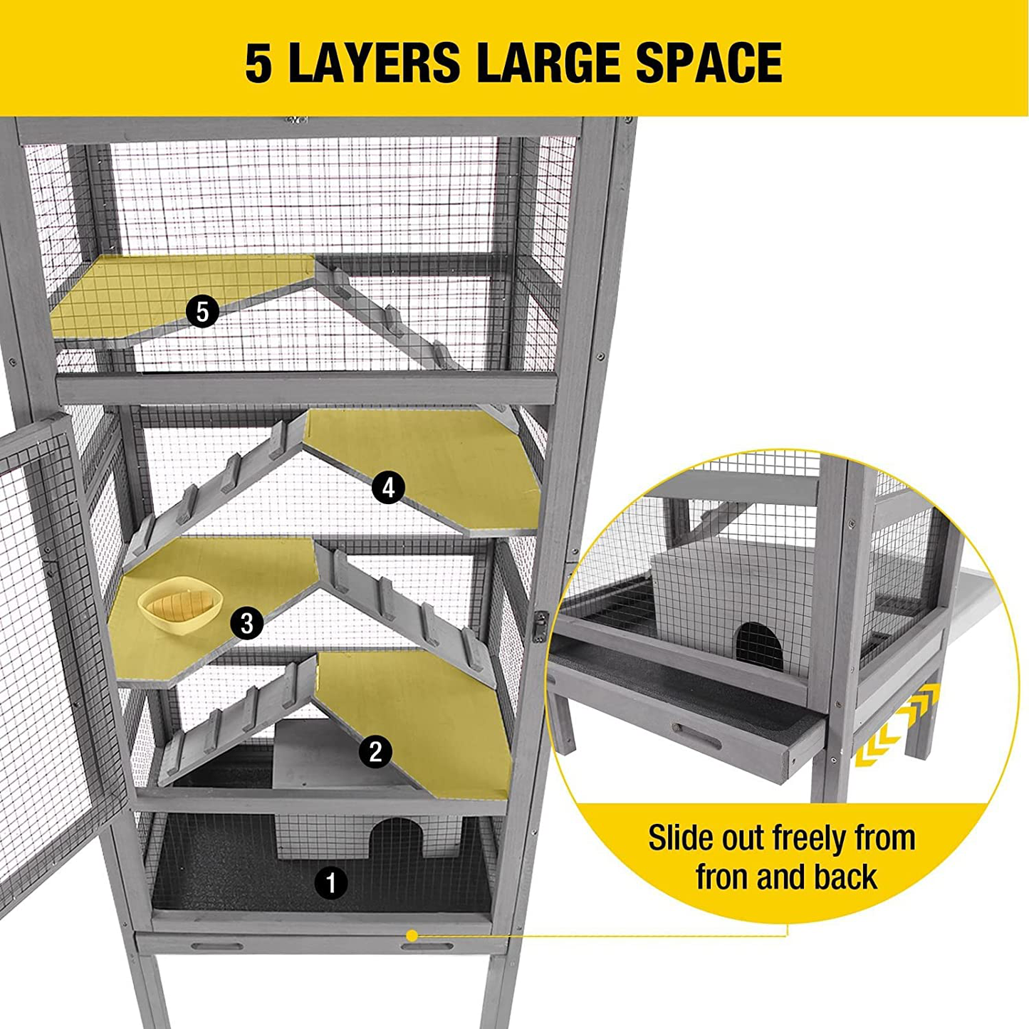 Ferret Cage Chameleon Habitat 5 Levels for Chinchilla,Squirrel, Rats,Lizard, Gerbil and Other Small Animal,Hideout Include Animals & Pet Supplies > Pet Supplies > Small Animal Supplies > Small Animal Habitat Accessories Aivituvin   