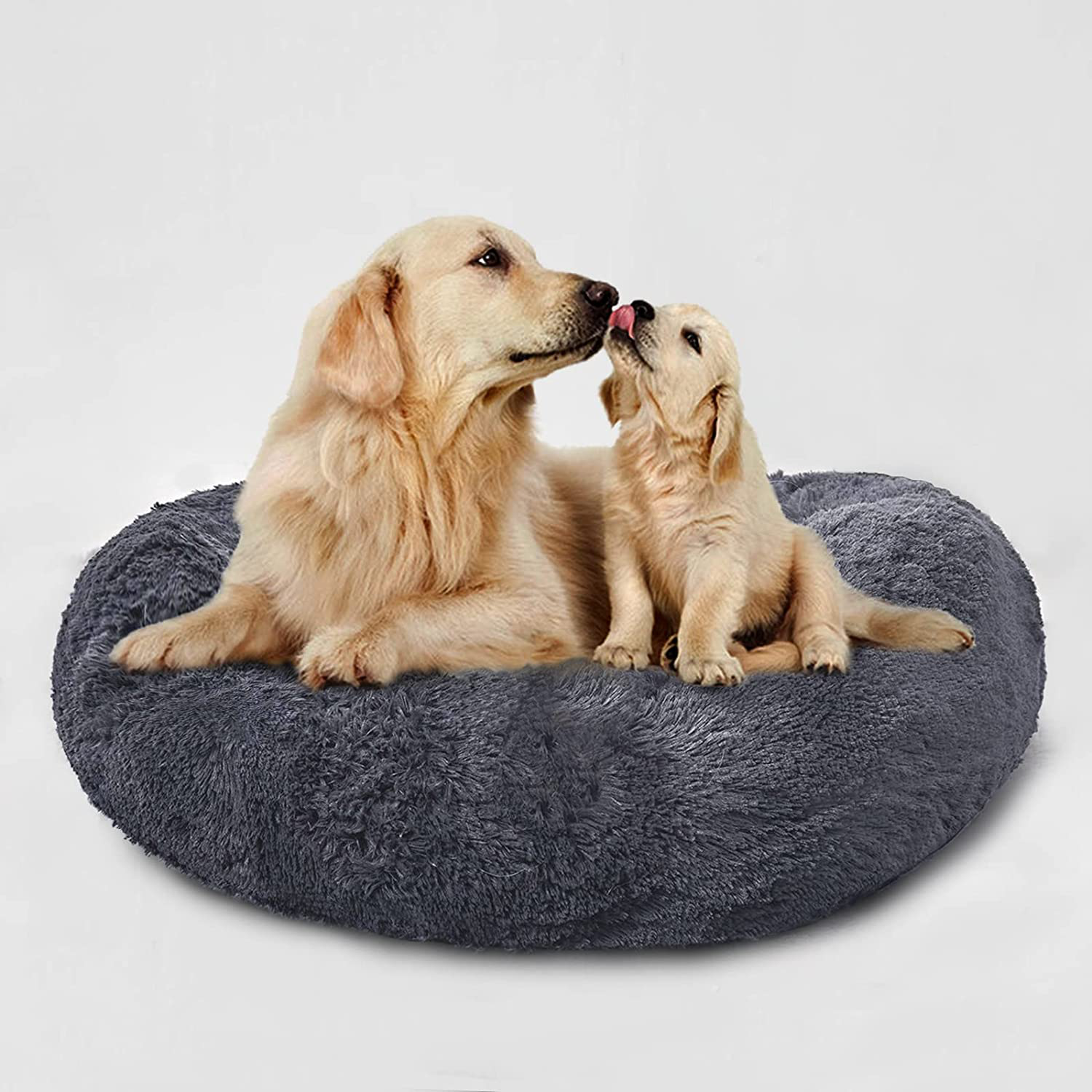 Cat Beds for Indoor Cats, 20 and 24 In. Diameter Pet Bed Fits Pets up to 10 and 25 Lbs. Small Dog Medium Dogs round Donut Fluffy Puppy Bed Washable Soft Plush Cushion Animals & Pet Supplies > Pet Supplies > Cat Supplies > Cat Beds Walontek Dark Grey- 31" 