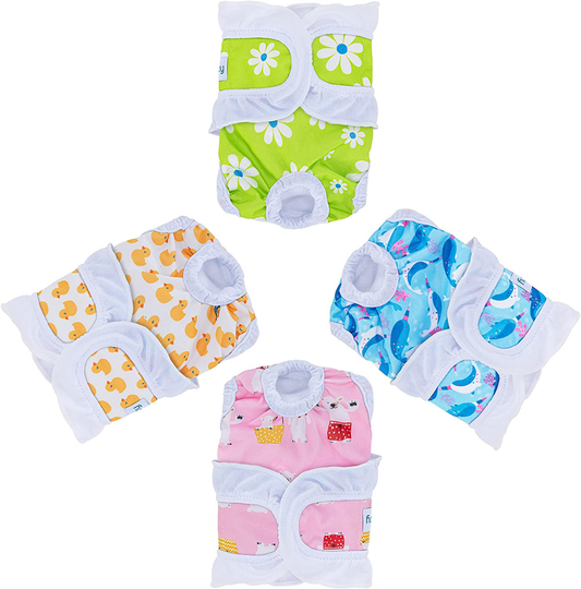 Teamoy Washable Female Dog Diapers(Pack of 4), Reusable Dog Incontinence Panties for Girl Dog in Period Heat Animals & Pet Supplies > Pet Supplies > Dog Supplies > Dog Diaper Pads & Liners Teamoy XS(Fit 7"-9" Waist)  