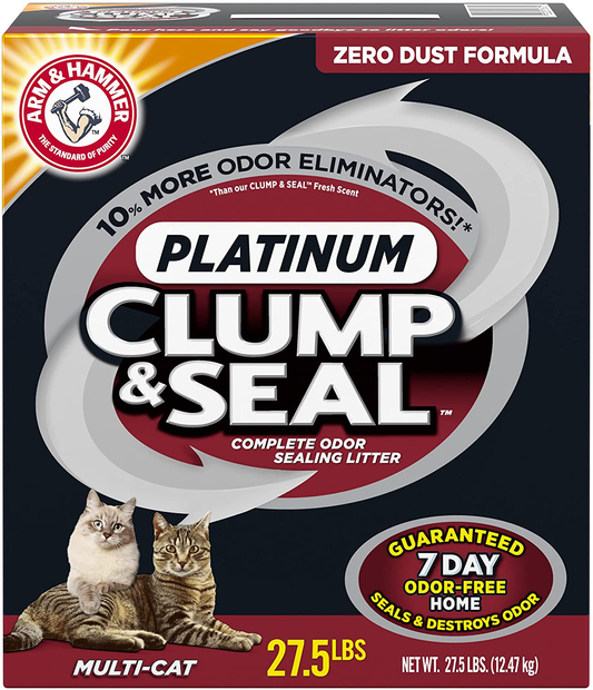 ARM & HAMMER Clump & Seal Platinum Clumping Cat Litter, Multi-Cat, 27.5Lb Animals & Pet Supplies > Pet Supplies > Cat Supplies > Cat Litter Arm & Hammer   