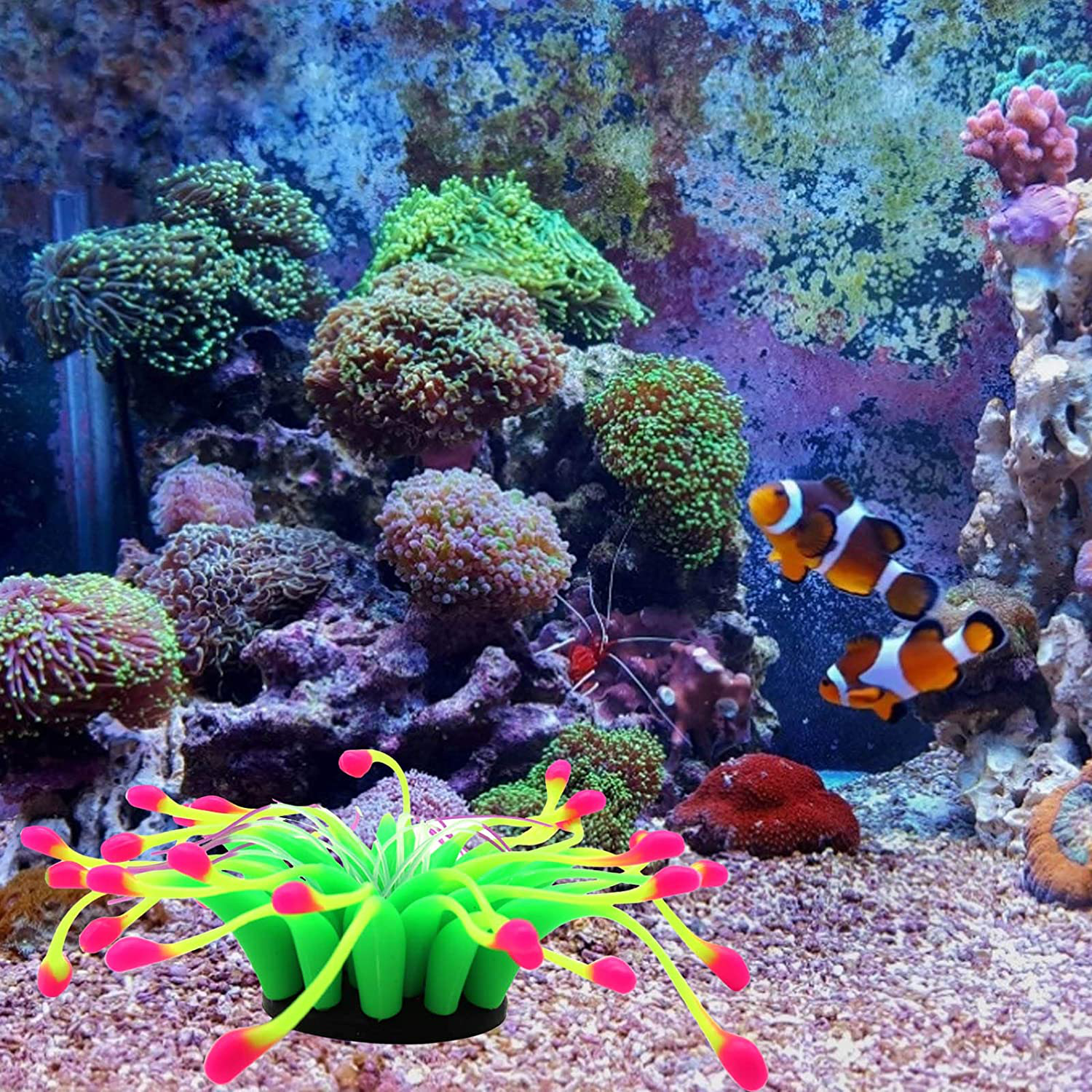 Besimple Glowing Effect Artificial Aquarium Coral Ornament, Soft Silicone Gooseneck/Lotus Coral Glow in the Dark, Fish Tank Plants Decoration for Aquarium Landscape Animals & Pet Supplies > Pet Supplies > Fish Supplies > Aquarium Decor Besimple   