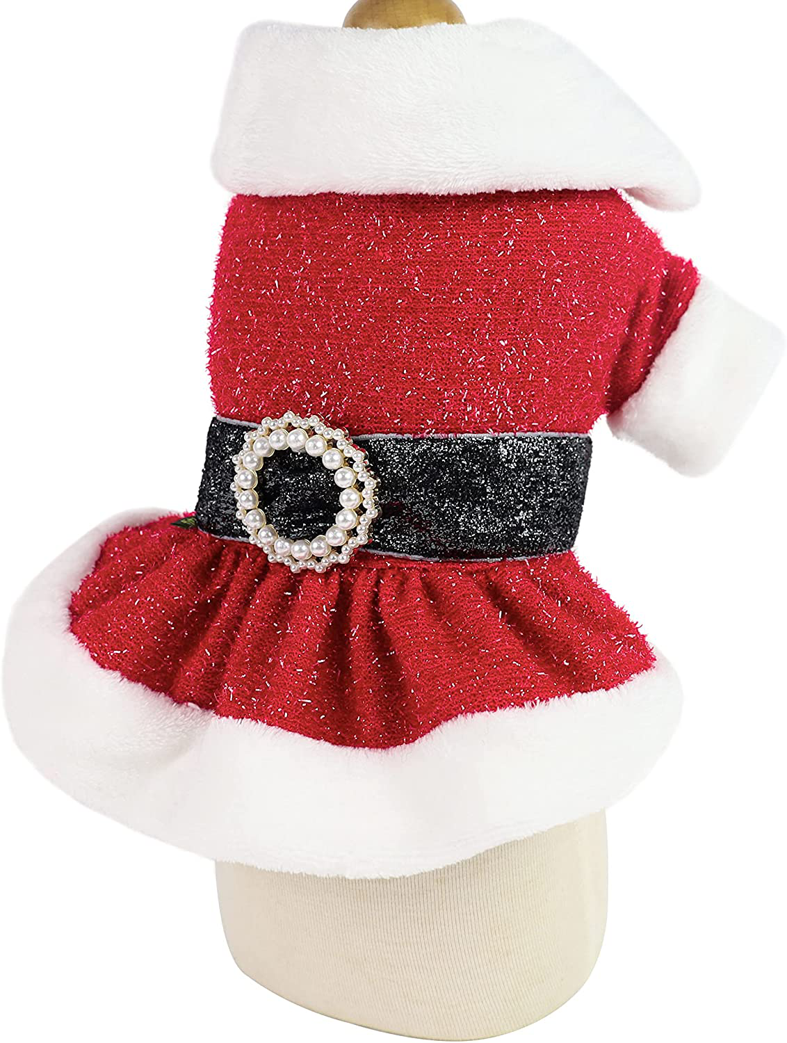 Fitwarm Bling Bling Santa Claus Dog Christmas Outfit Thermal Holiday Girl Puppy Costume Velvet Dogs Dress Pet Winter Clothes Cat Coat Doggie Jackets Apparel