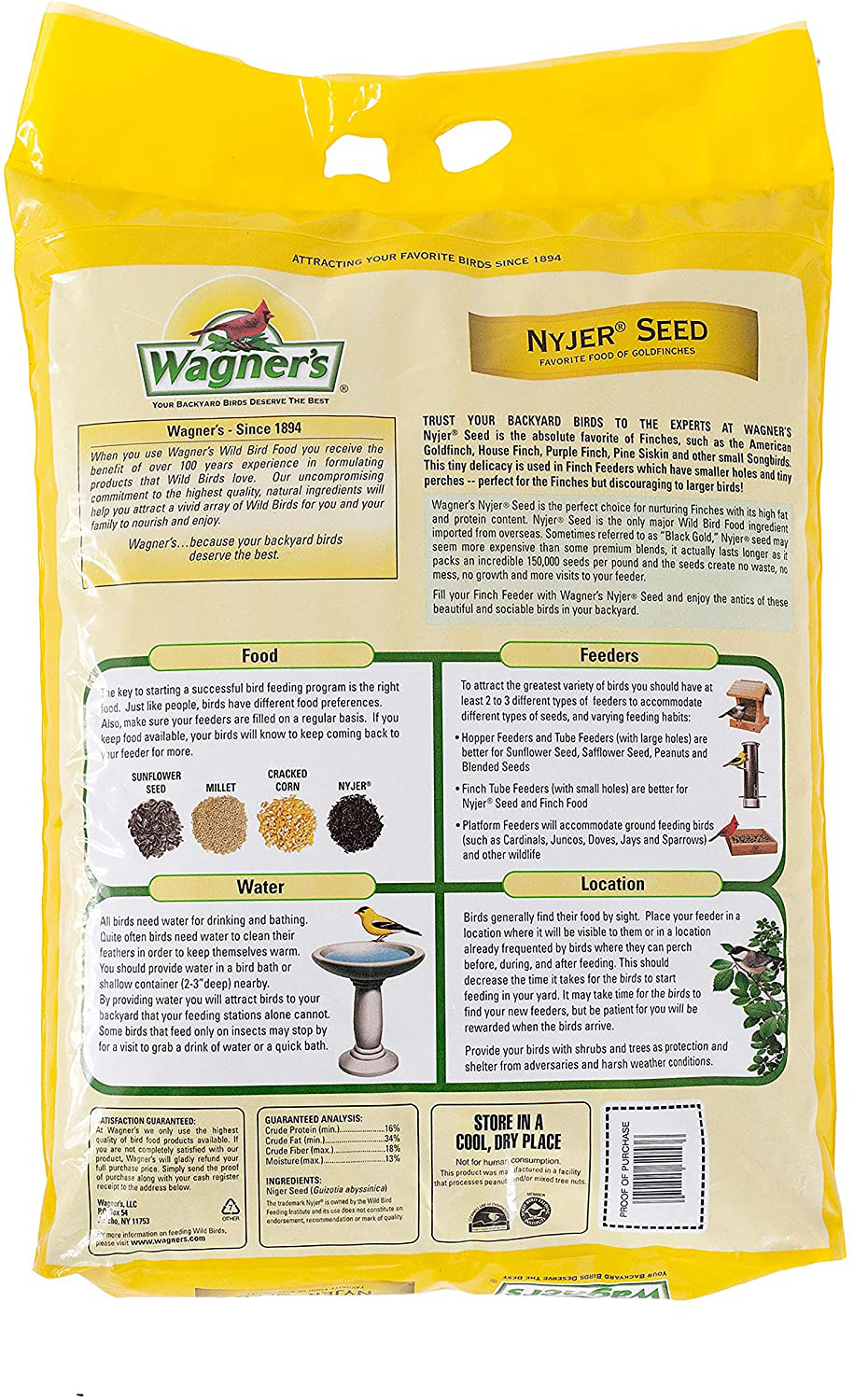 Wagner'S 62053 Nyjer Seed Wild Bird Food, 20-Pound Bag Animals & Pet Supplies > Pet Supplies > Bird Supplies > Bird Food Wagner's   