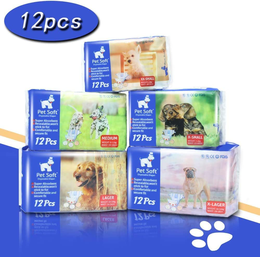 Pet Soft Disposable Female Puppy Dog Diaper 12-72Pcs
