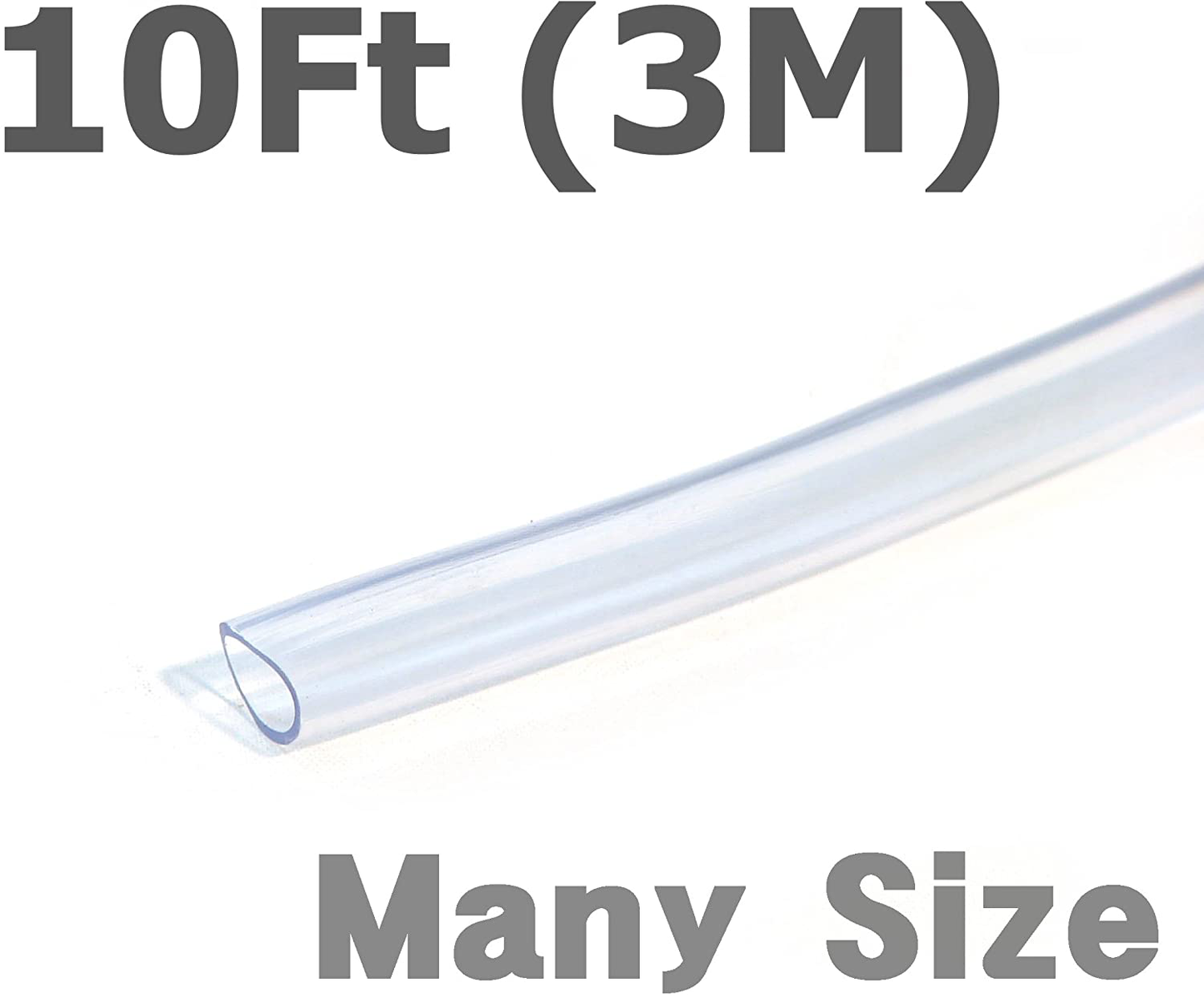 Inner 5/32" Outer 1/4" 10 Ft 3 Metre PVC Clear Tubing Flexible Air Food Water Delivery Feeding Hose Garden Pond Aquarium