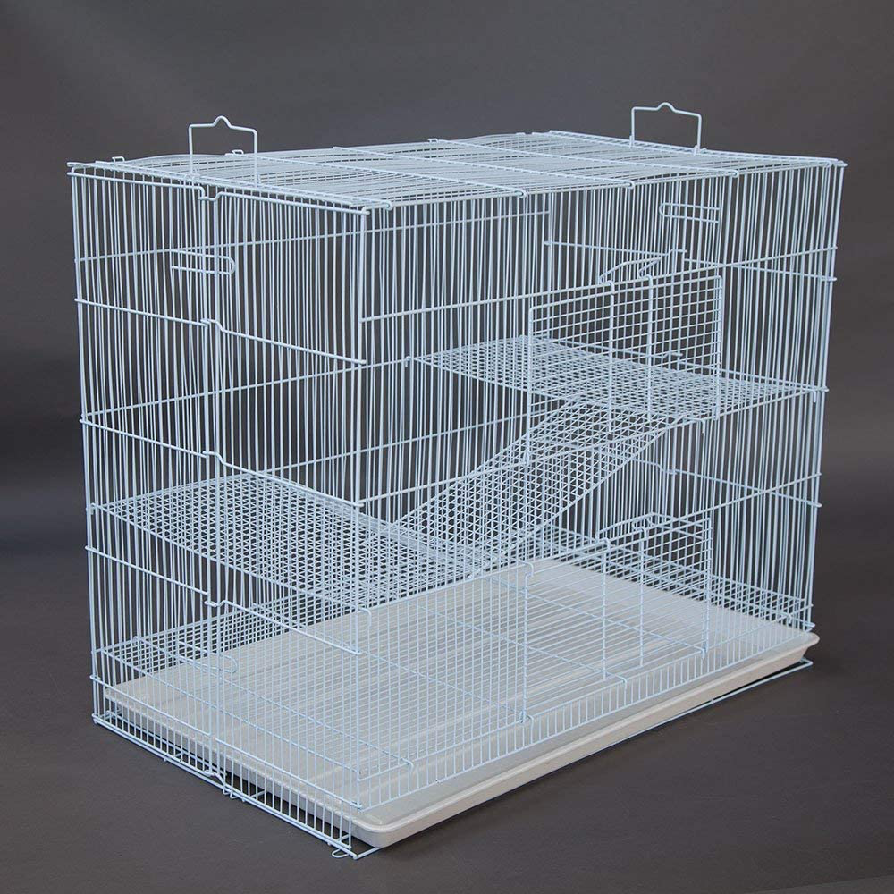 Mcage Three Size, 3 Level with Tight 3/8 Inch Bar Spacing Shelves Ladders for Guinea Pig Ferret Chinchilla Sugar Glider Rats Mice Gerbil Animal Cage Animals & Pet Supplies > Pet Supplies > Small Animal Supplies > Small Animal Habitats & Cages Mcage White Medium 