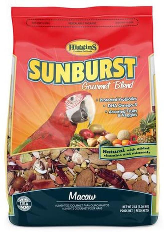 Higgins Sunburst Gourmet Blend Macaw Parrot Bird Food, 3 Lb. Bag. Large Parrot Food Animals & Pet Supplies > Pet Supplies > Bird Supplies > Bird Food Higgins   