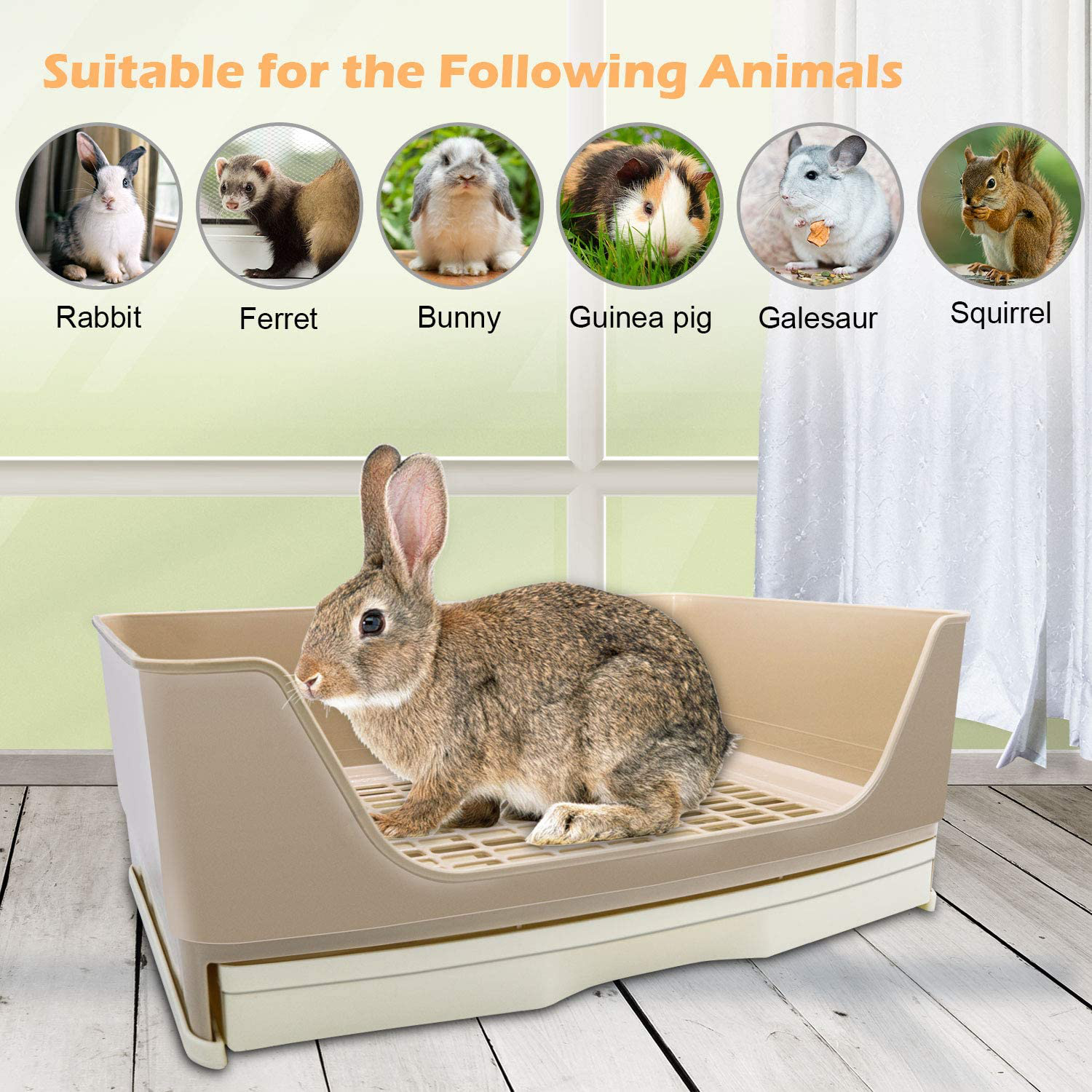 BWOGUE Large Rabbit Litter Box Toilet,Potty Trainer Corner Litter Bedding Box with Drawer Larger Pet Pan for Adult Guinea Pigs, Rabbits, Hamster, Chinchilla, Ferret, Galesaur, Small Animals