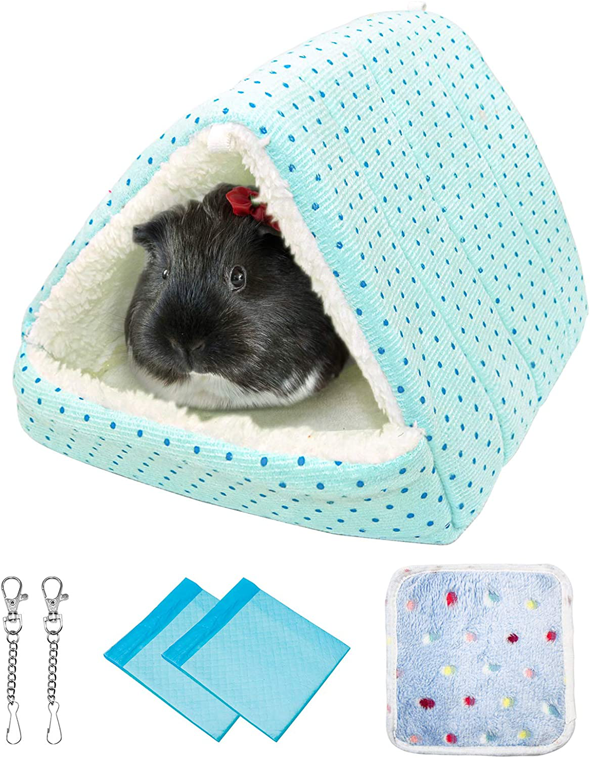 Roundler Hamster Polka Dot Soft Cave, Small Pet Thermal Pad Sleeping Bag House,Guinea Pig Cute Hanging House,Removable Cage Nest Room Accessories,Washable Blanket,Disposable Diapers Style-1 Animals & Pet Supplies > Pet Supplies > Small Animal Supplies > Small Animal Bedding Roundler   