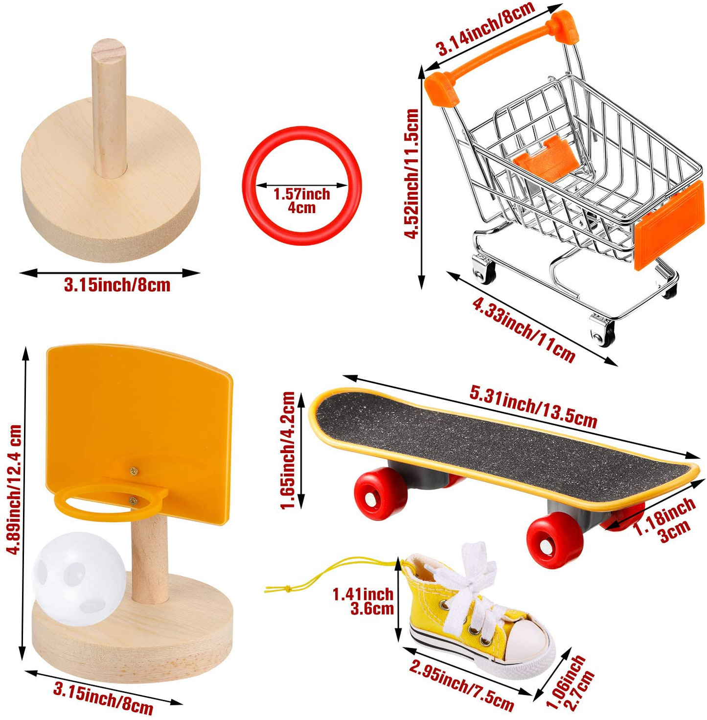 Weewooday 4 Pieces Bird Training Toy Set Include Shopping Cart Basketball Stacking Ring Toy Skateboard Parrot Intelligence Toy for Tabletop Cage Parakeets Cockatiels, Macaws, Parrots Animals & Pet Supplies > Pet Supplies > Bird Supplies > Bird Toys Weewooday   