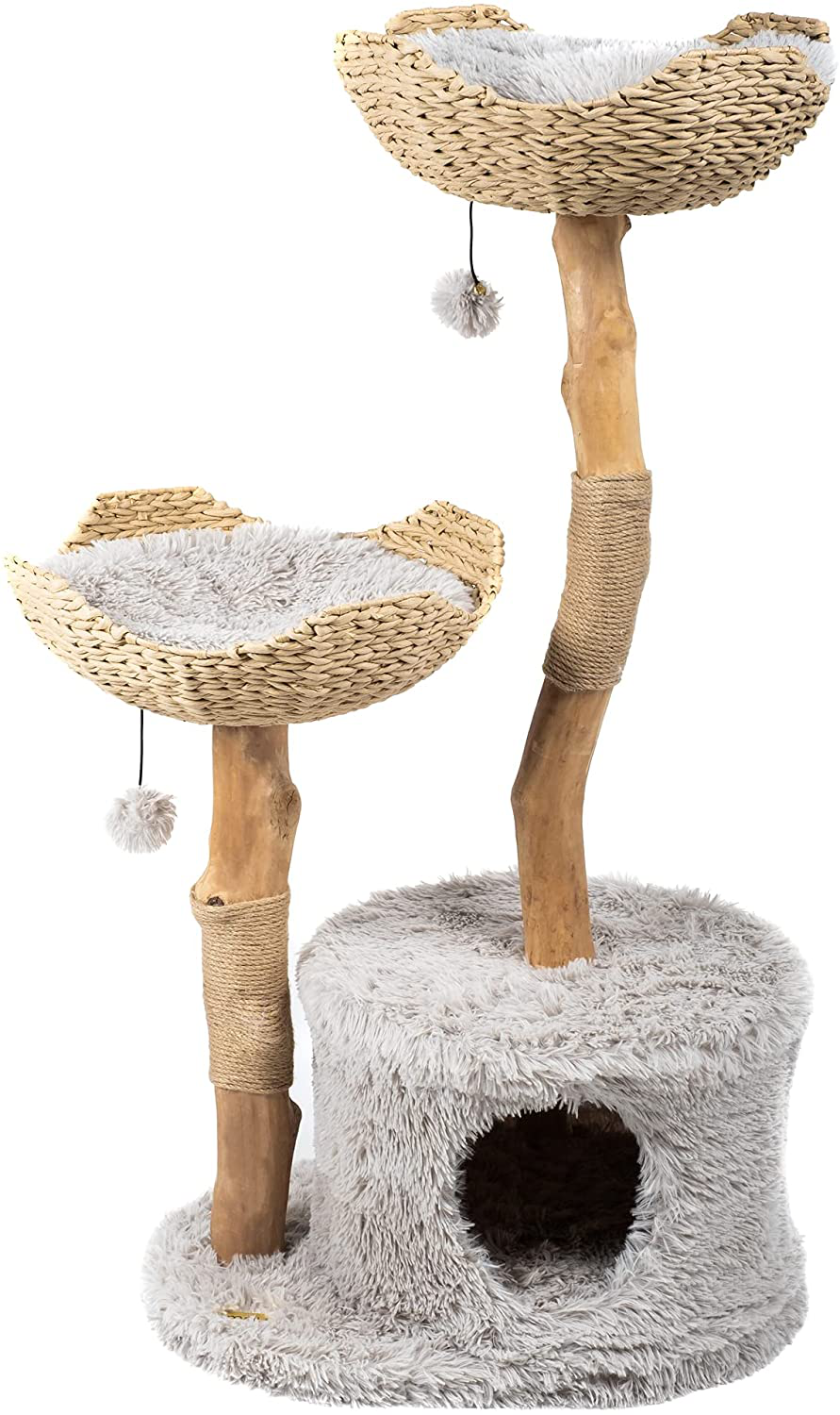 Modern Cat Tree Tower, Real Branch Luxury Cat Condo, Wood Cat Tower, Cat Scratching Tree, Cat Condo, Cat Lover Gift, Luxury Cat, Cat Gifts by Mau Lifestyle Animals & Pet Supplies > Pet Supplies > Cat Supplies > Cat Furniture Mau Lifestyle Bullet Gray  