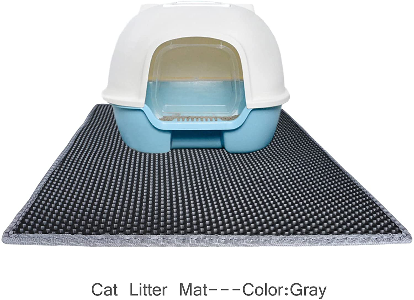 Pemony Cat Litter Mat Double Layer Design, Cat Litter Mat Large XL ,Waterproof Urine Proof Material, Easy Clean Washable Scatter Control, Easy to Release Litter (23.5X29.5 Inch (Pack of 1), Gray)