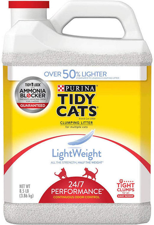 Tidy Cats Purina Lightweight Clumping Litter 24/7 Performance for Multiple Cats 8.5 Lb. Jug- 3 Pack