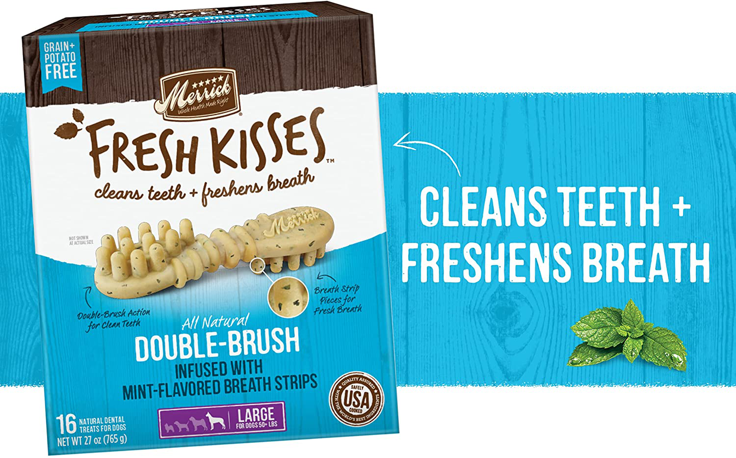 Merrick Fresh Kisses Oral Care Dental Dog Treats for Large Dogs over 50 Lbs Animals & Pet Supplies > Pet Supplies > Dog Supplies > Dog Treats Merrick   