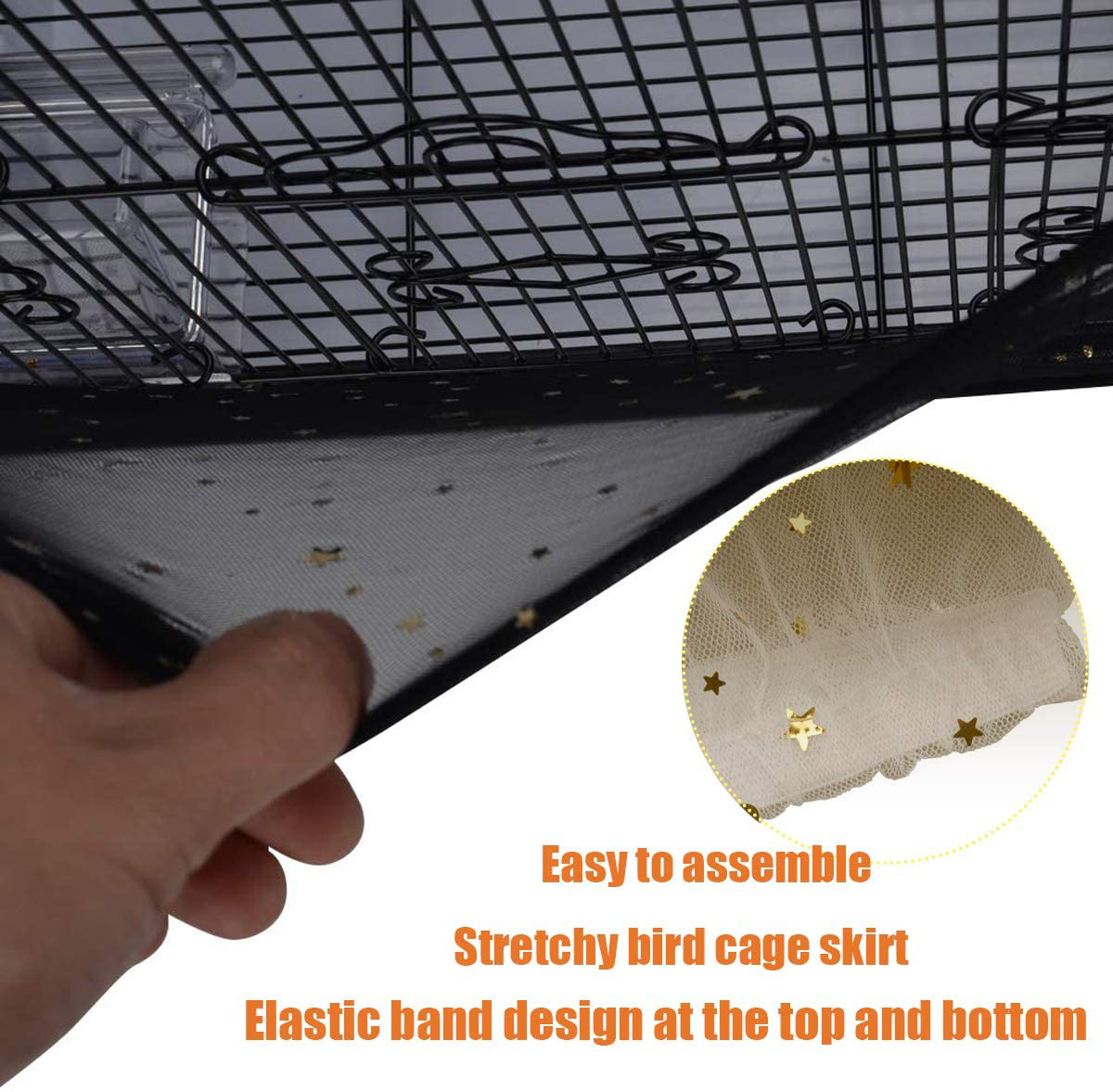 Bonaweite Extra Large Mesh Bird Seed Catcher, Bird Cage Stretchy Guard Cover, Birdcage Nylon Shell Skirt Traps Guards - 29.5” Height Animals & Pet Supplies > Pet Supplies > Bird Supplies > Bird Cage Accessories Bonaweite   