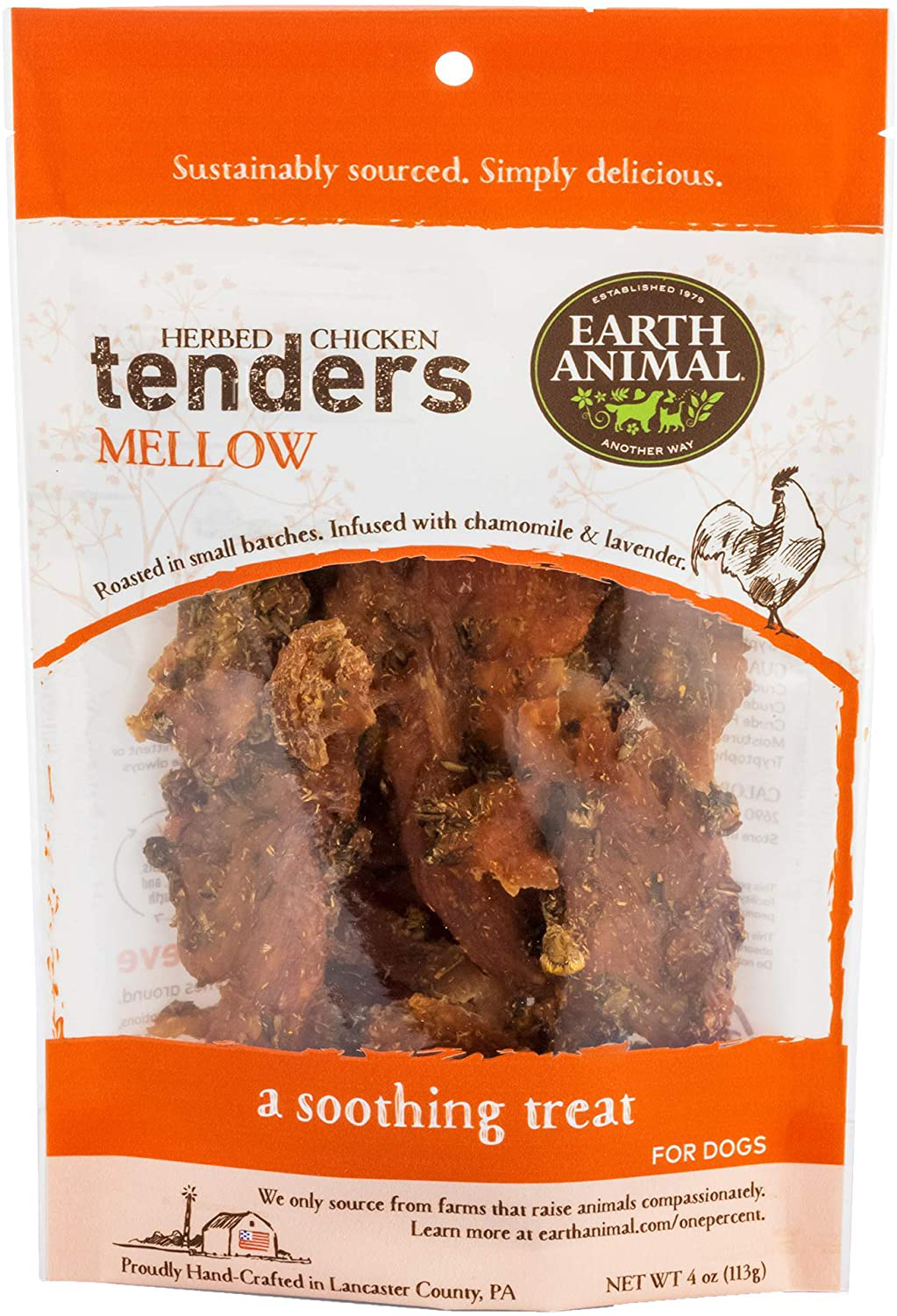 Earth Animal Chicken Tenders Herbed Roasted Natural Dog Treats, Mellow 4 Oz - Chicken Jerky for Dogs Made in USA Animals & Pet Supplies > Pet Supplies > Small Animal Supplies > Small Animal Treats EARTH ANIMAL   