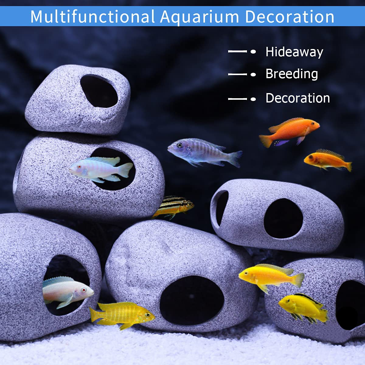 MUNLIT Stackable Aquarium Decoration Rock Caves, Fish Tank Accessories –  KOL PET