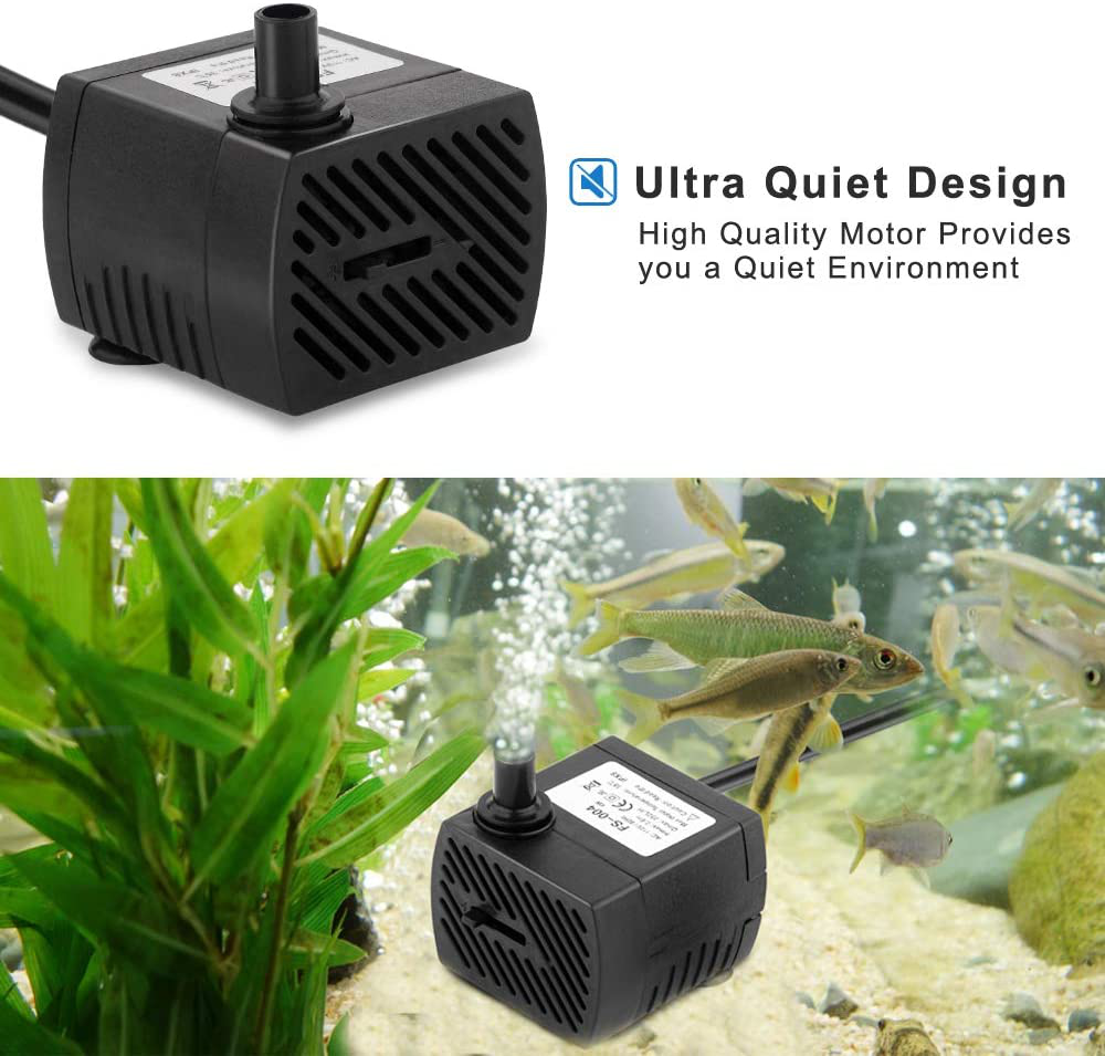 FREESEA 95 GPH 4W Ultra Quiet Mini Submersible Pump for Aquariums, Fish Tank, Pond, Fountain Water Pump