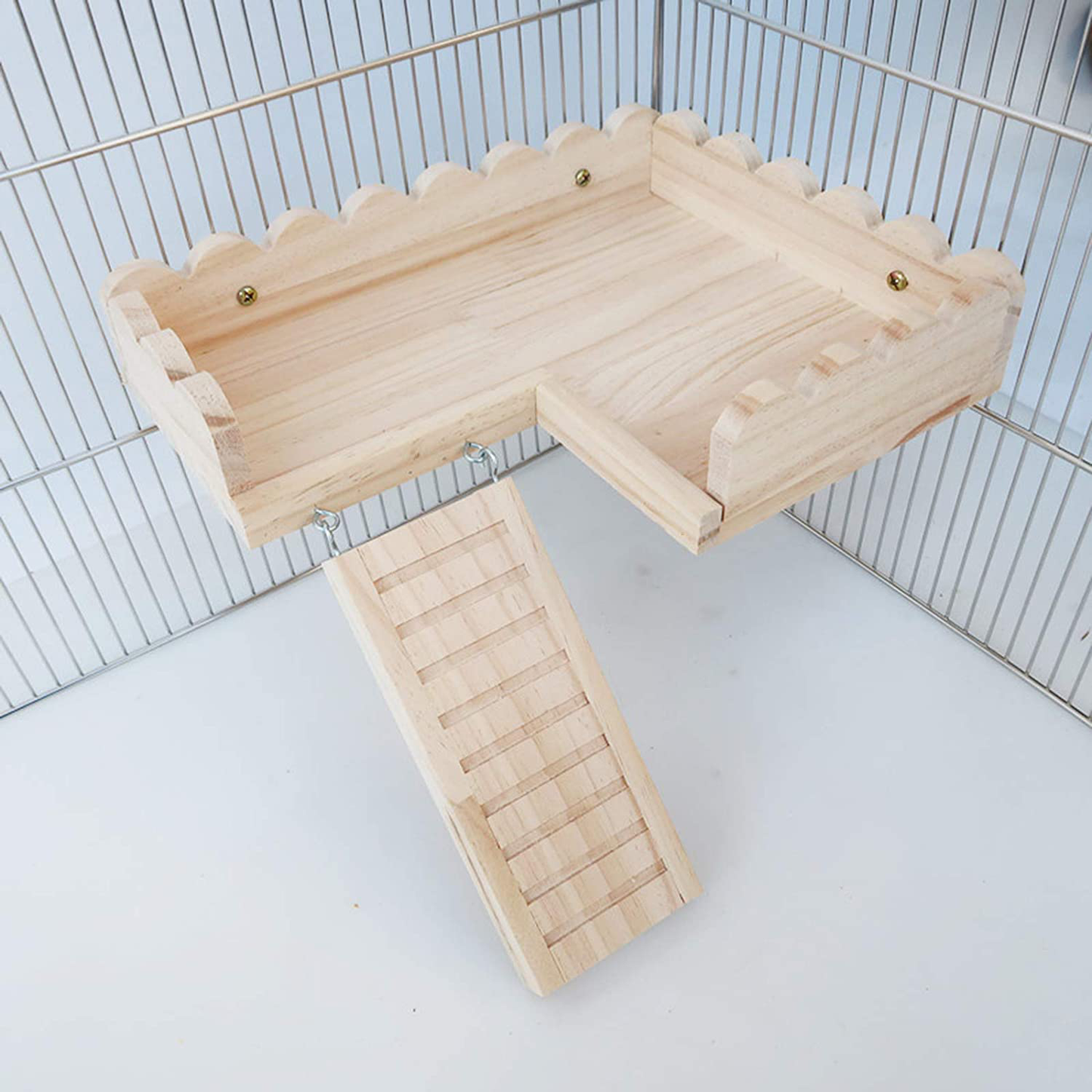 ROZKITCH Hamster Platform with Climbing Ladder, Bird Perch Cage Toy Wooden Play Gym Stand, Natural Pine Wood Tray for Chinchilla Squirrel Rabbit Guinea Pig, Birdcage Toy for Parrot Conure Parakeet Animals & Pet Supplies > Pet Supplies > Bird Supplies > Bird Gyms & Playstands ROZKITCH   